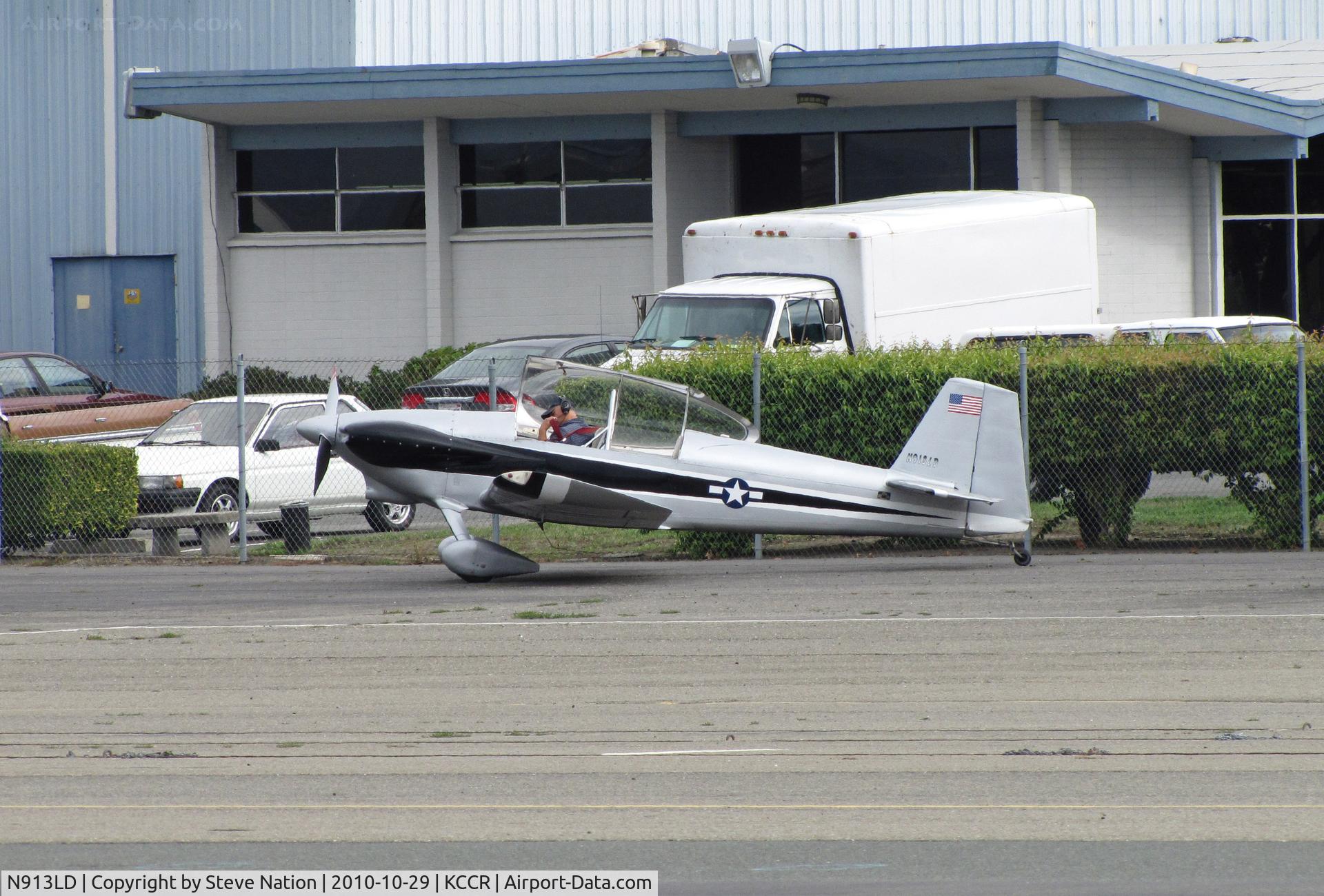 N913LD, Vans RV-4 C/N 1153, VANS RV-4 awaiting passenger on PSA ramp @ KCCR/Buchanan Field, Concord, CA (in from private airstrip in nearby Brentwood, CA)