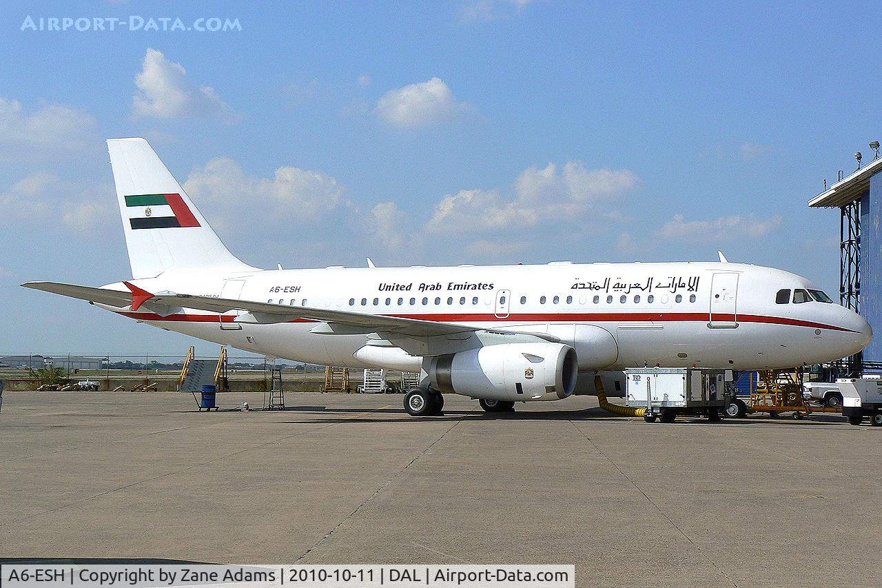 A6-ESH, 2000 Airbus VC-1A (A319-133/CJ) C/N 0910, UAE Government Airbus At Dallas Love Field