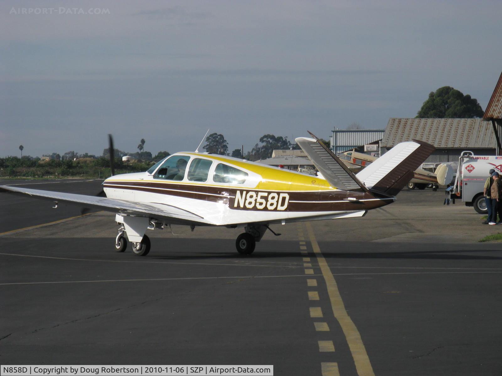 N858D, 1966 Beech V35 Bonanza C/N D-8200, 1966 Beech V35 BONANZA, Continental IO-520-B 285 Hp, taxi