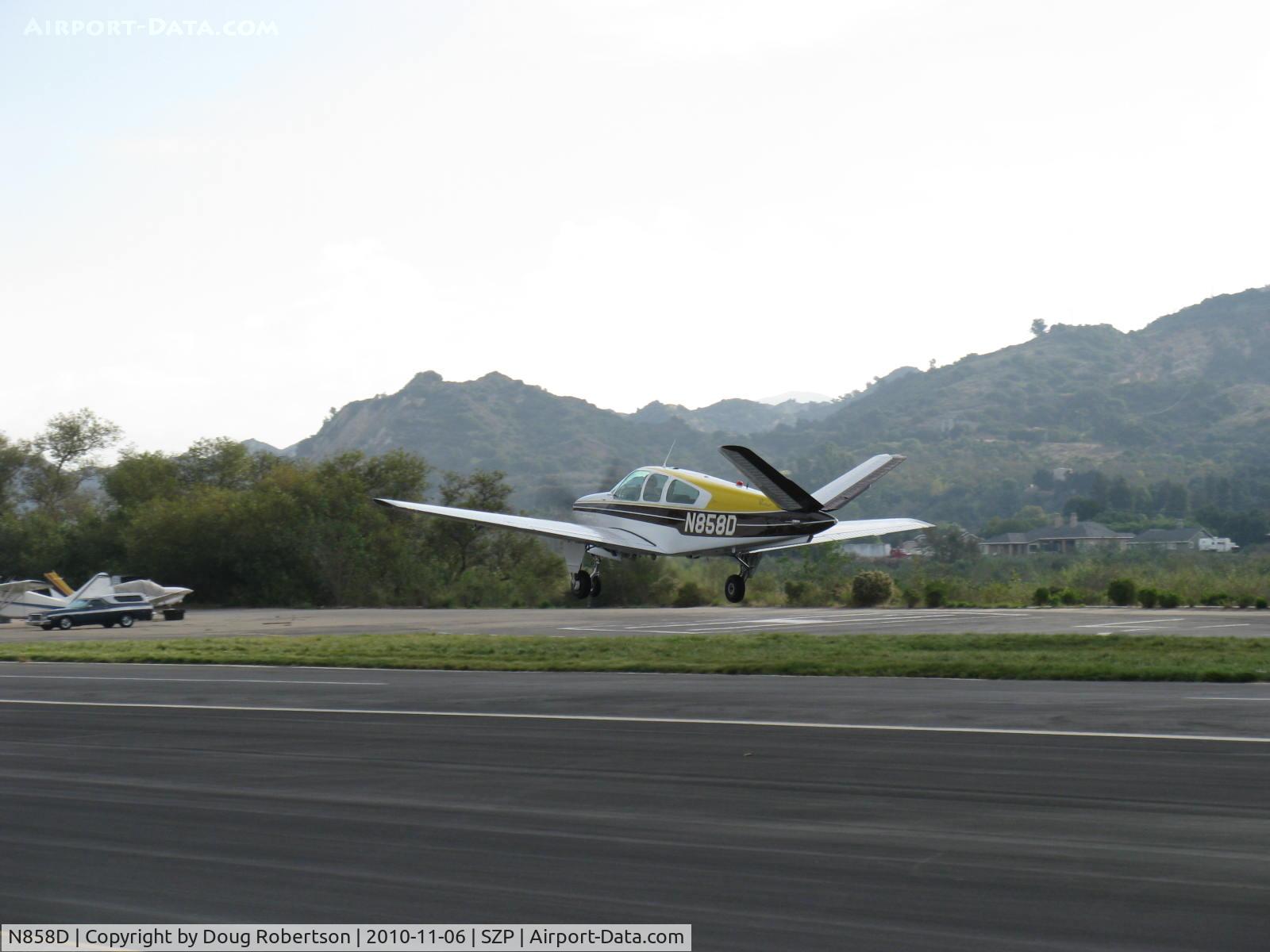 N858D, 1966 Beech V35 Bonanza C/N D-8200, 1966 Beech V35 BONANZA, Continental IO-520-B 285 Hp, takeoff climb Rwy 04