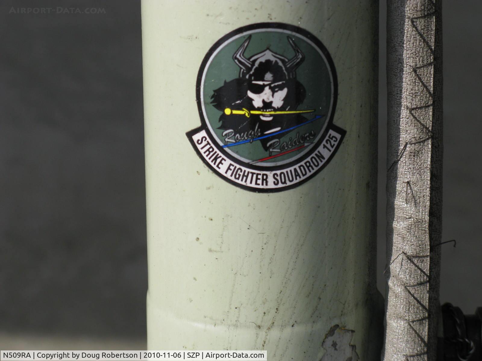 N509RA, 1983 Yakovlev Yak-50 C/N 832509, 1983 Yakovlev YAK 50, Vedeneev M-14P 360 Hp radial, VFA-125 Rough Riders decal on retractible gear leg