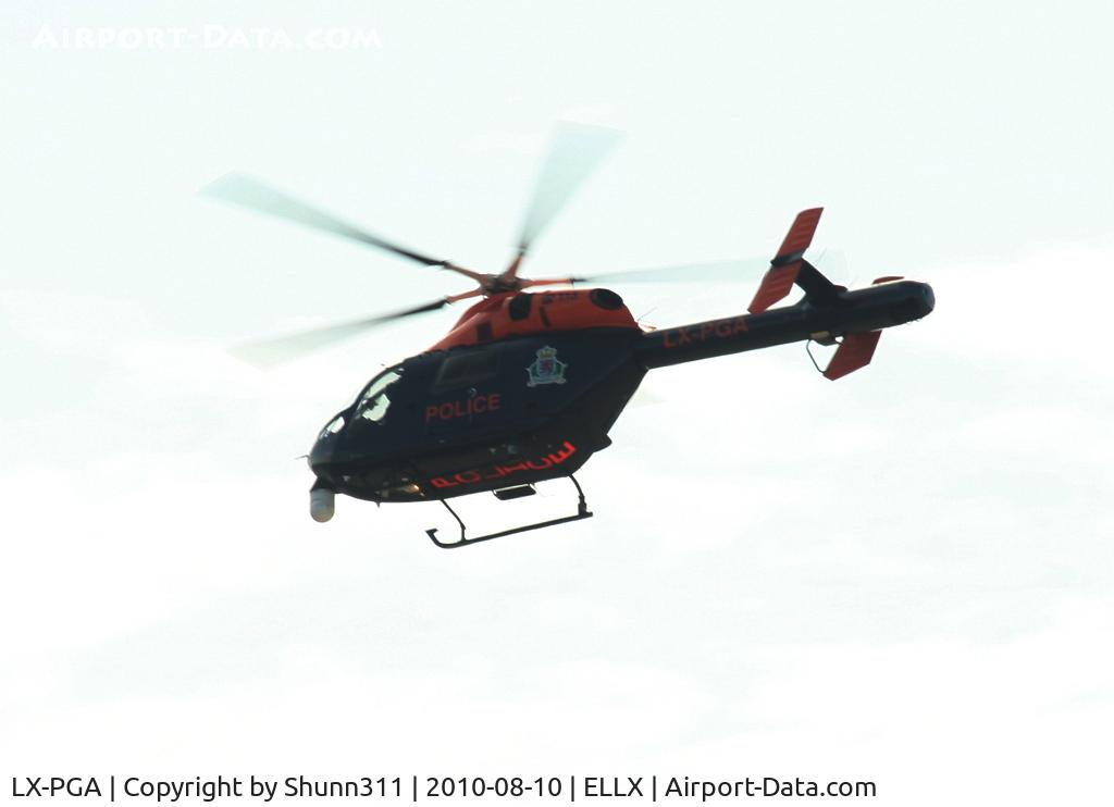 LX-PGA, McDonnell Douglas MD-902 Explorer C/N 900-00106, Passing over the Airport...