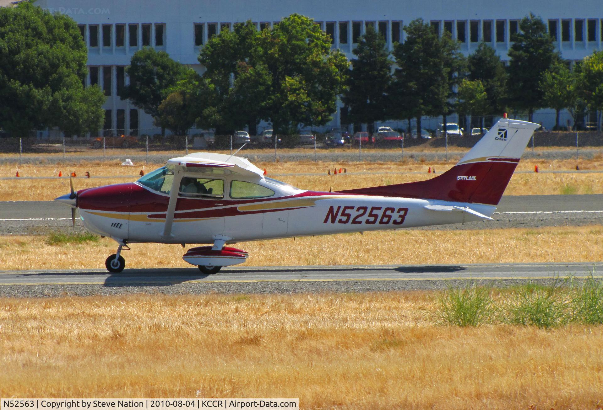 N52563, 1973 Cessna 182P Skylane C/N 18262677, Concord Flying Club 1973 Cessna 182P climbs out from RWY19L @ KCCR/Buchanan Field, Concord, CA - sharp color scheme!