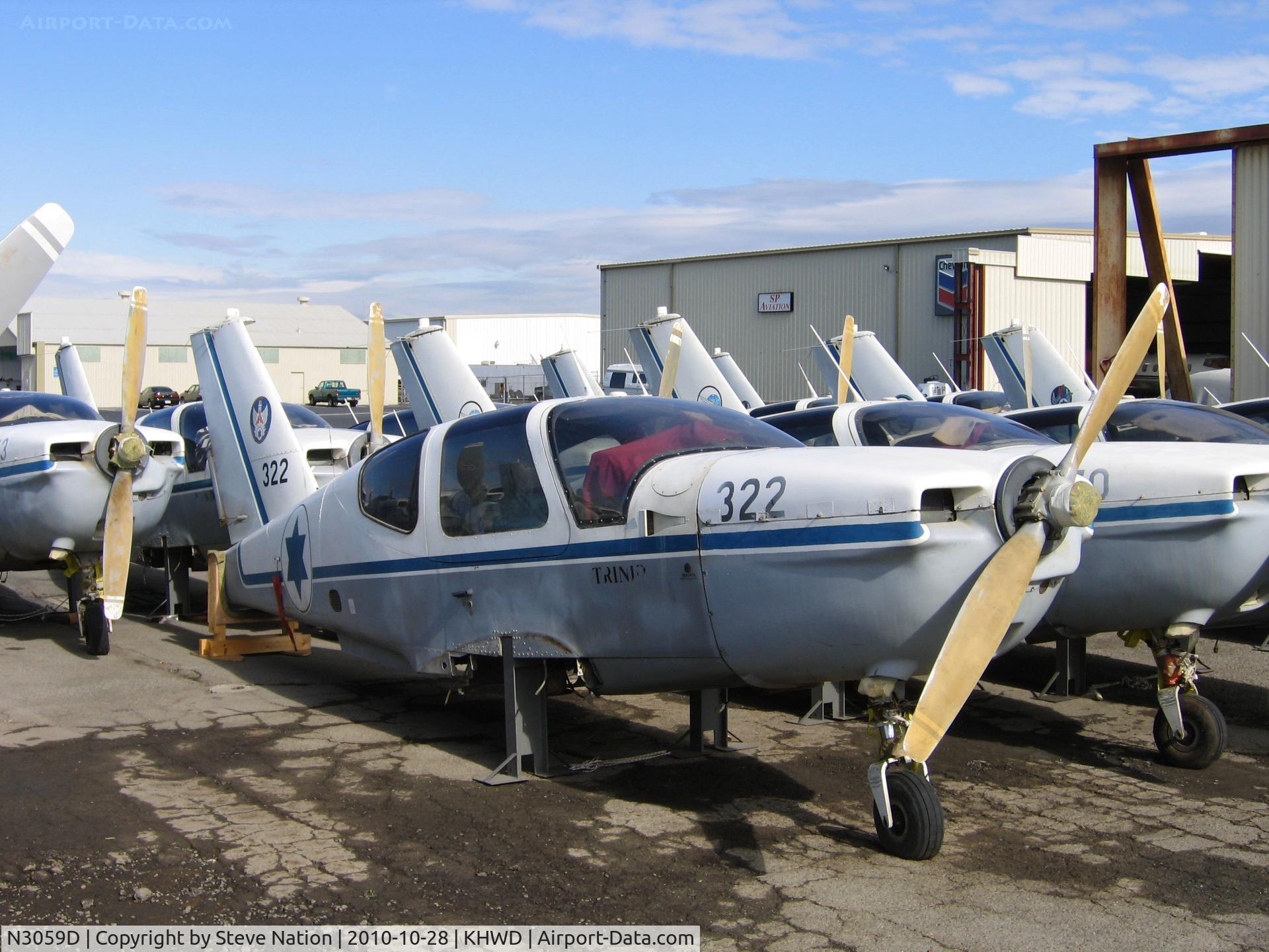 N3059D, Socata TB-20 Trinidad C/N 1676, ex-Israeli Defence Force 1995 TB-20 Trinidad No. 322 @ Hayward, CA with a dozen other TB-20s for 