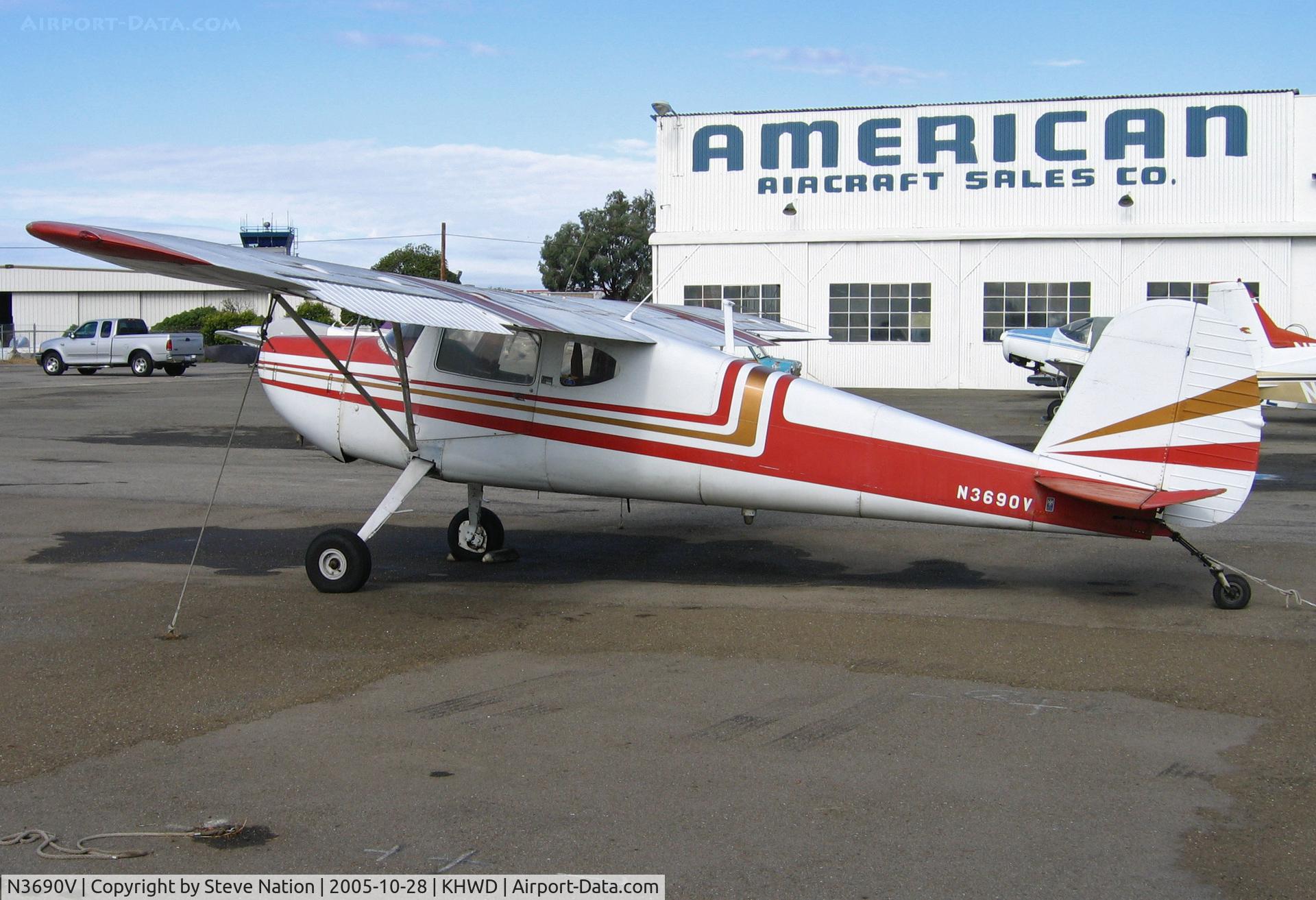 N3690V, 1949 Cessna 120 C/N 14966, 1949 Cessna 120 @ Hayward, CA home base in Oct 2005