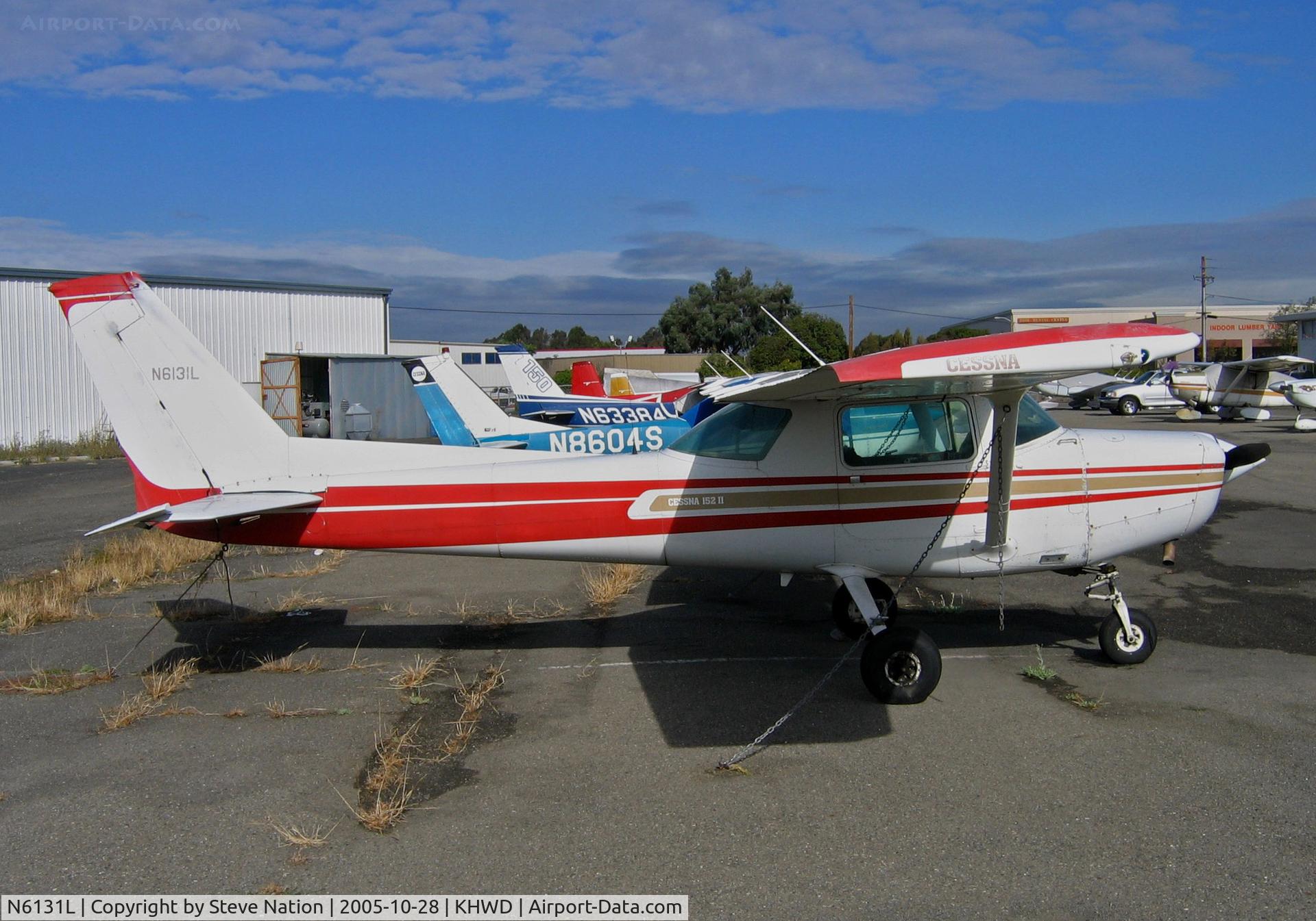 N6131L, Cessna 152 C/N 15284361, Locally-based Cessna 152 of Coutches Enterprises @ KHWD/Hayward Air Terminal, CA in Oct 2005 (registration canceled Jul 24, 2008 exported to New Zealand)
