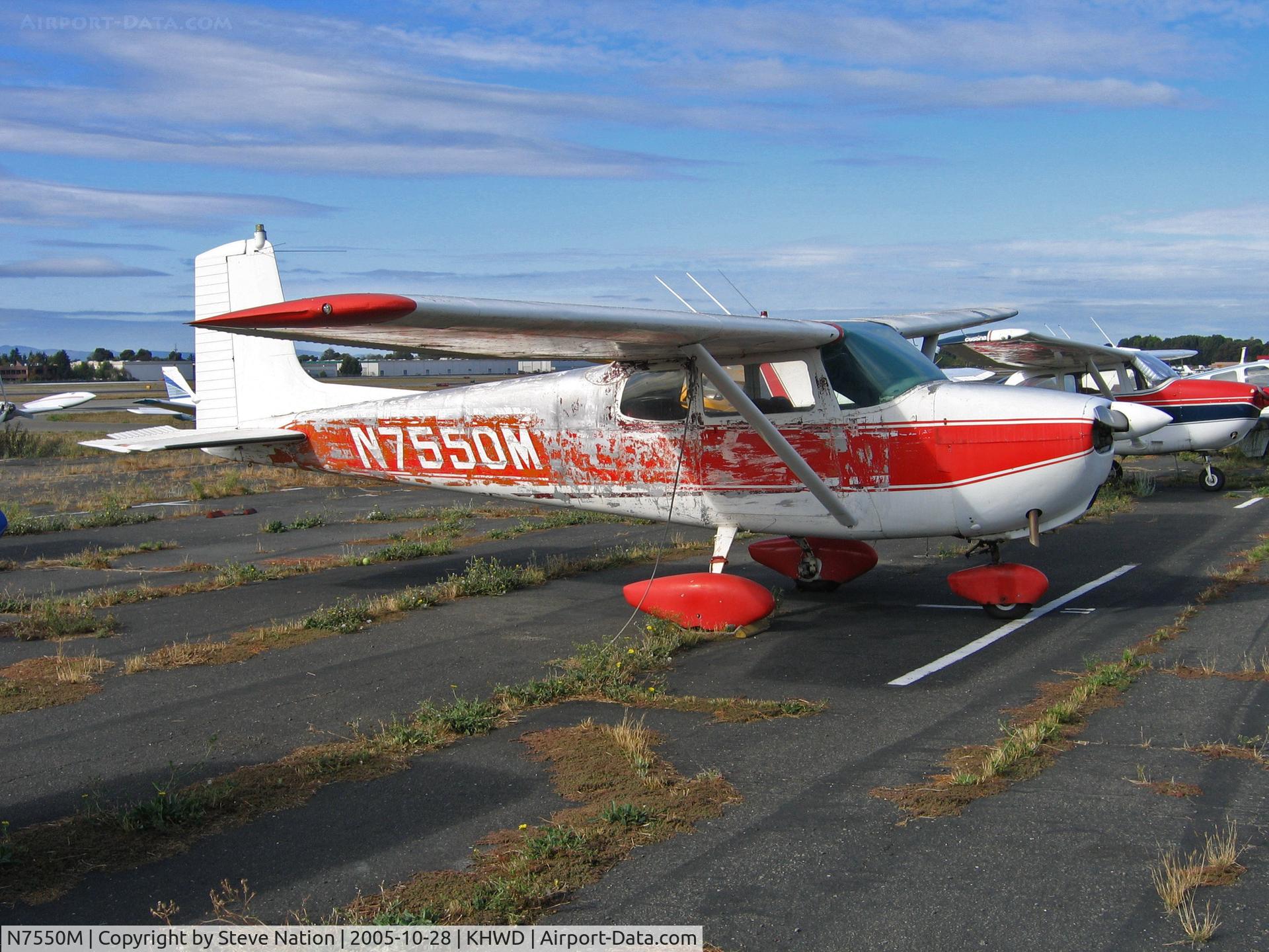 N7550M, 1959 Cessna 175 Skylark C/N 55850, Scruffy looking straight tail 1959 Cessna 175 @  KHWD/Hayward Air Terminal, CA home base in Oct 2005 (no longer active)
