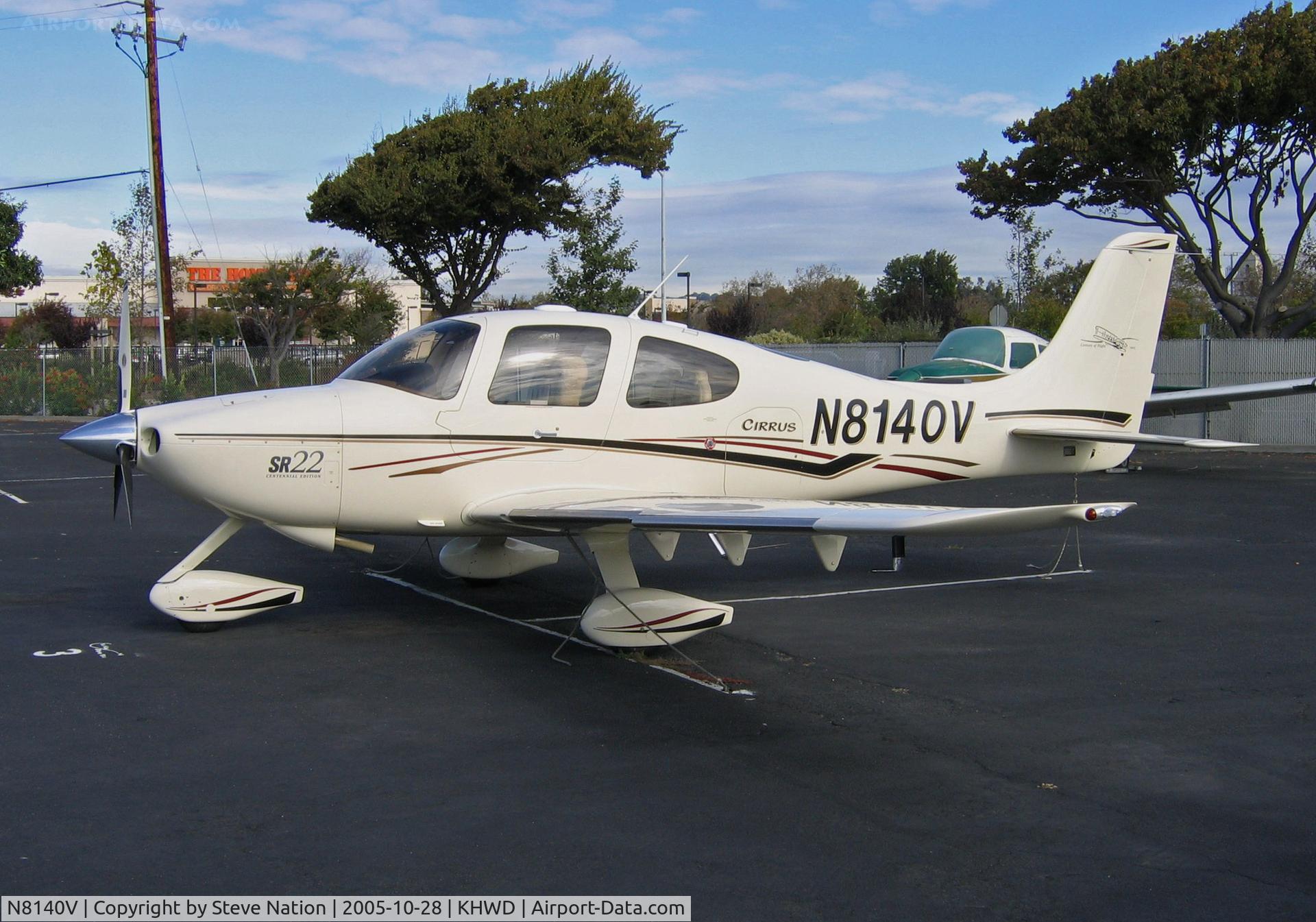 N8140V, 2003 Cirrus SR22 C/N 0677, 2003 Cirrus Design SR22 @ KHWD/Hayward Air Terminal, CA home base in Oct 2005 (sold to owner in Sacramento, CA in Aug 2007)