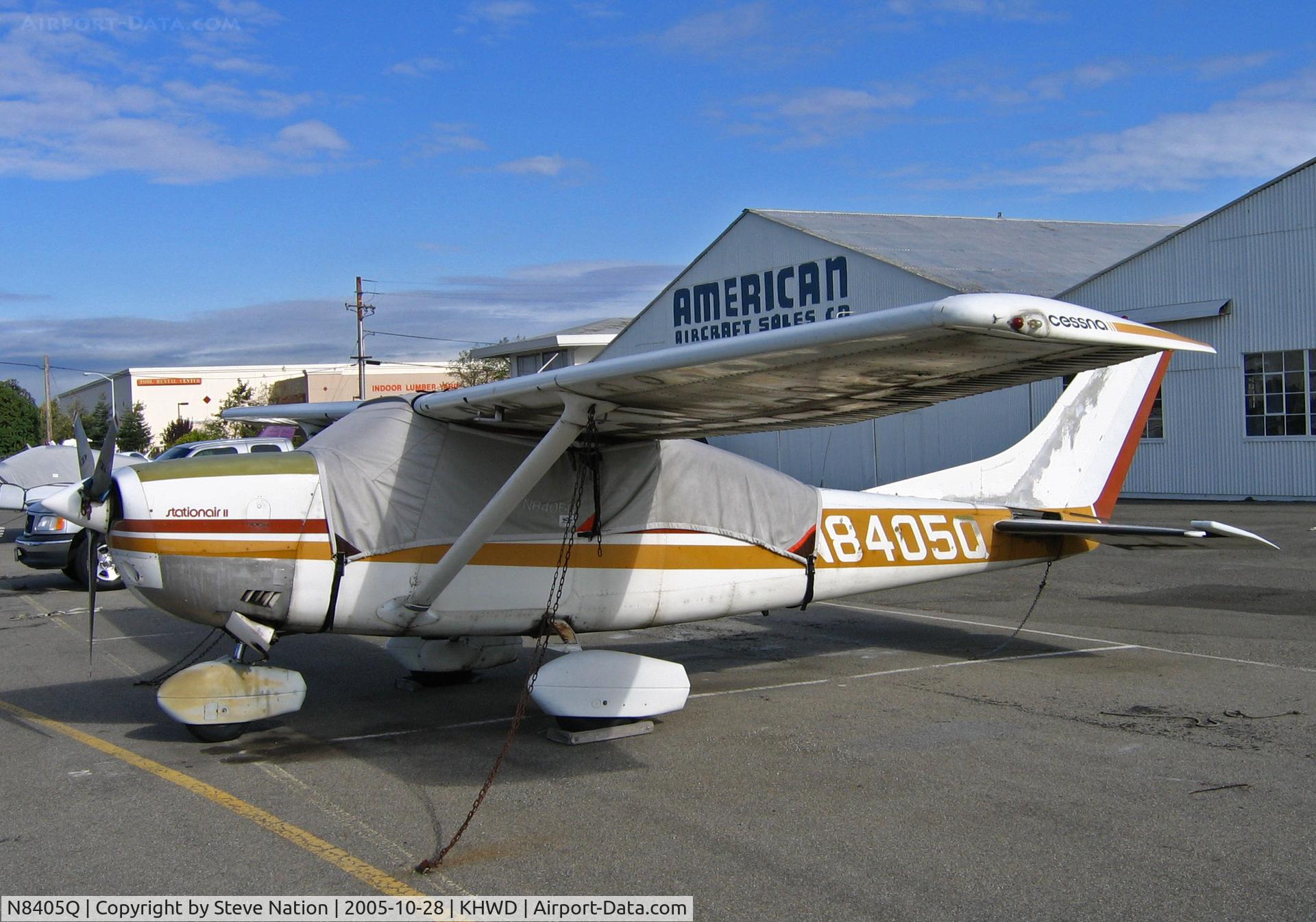 N8405Q, 1976 Cessna U206F Stationair C/N U20603265, 1976 Cessna U206F @ KHWD/Hayward Air Terminal, CA home base in Oct 2005 (now owned by Suits Me Enterprises, Portland, OR; registration in question)