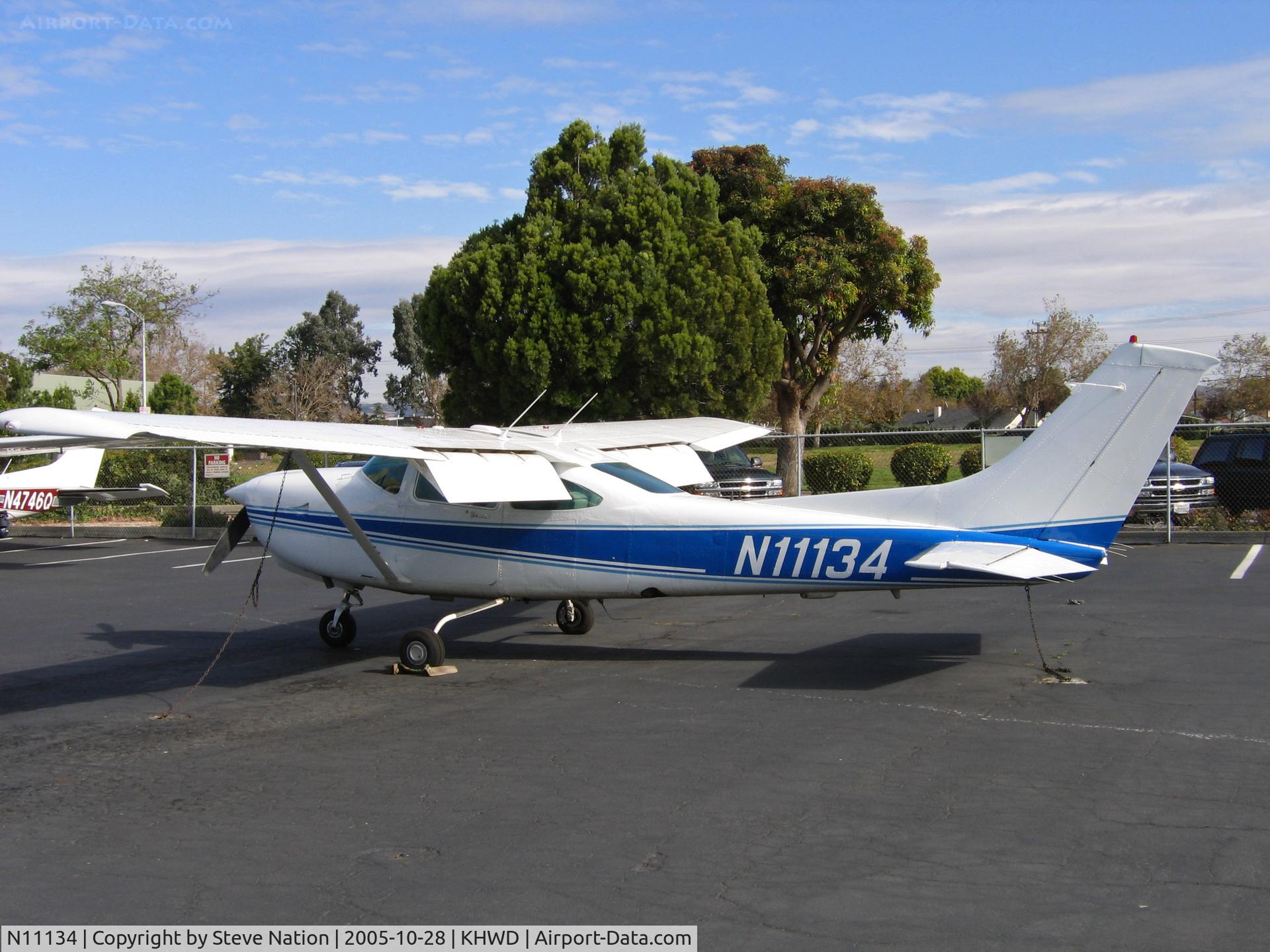 N11134, Cessna R182 Skylane RG C/N R18201945, Cessna R182 @ KHWD/Hayward Air Terminal, CA home base in Oct 2005 (sold to Stancil Enterprises, Placerville, CA/PVO in April 2009)