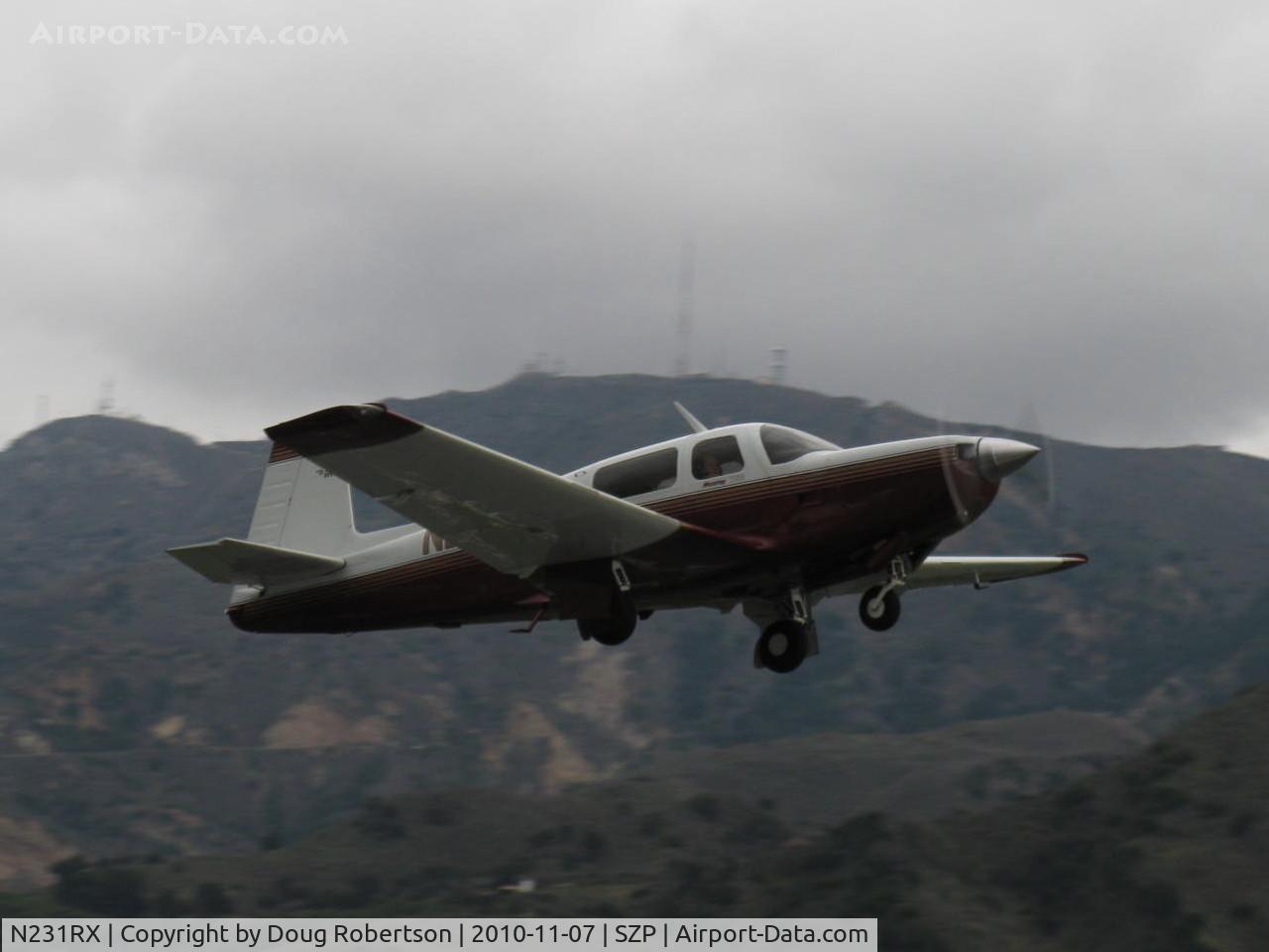 N231RX, 1980 Mooney M20K C/N 25-0305, 1980 Mooney M20K 231 TSE Turbo Special Edition, Continental TSIO-360-GB 6 cylinder turbocharged with Rajay fixed wastegate turbocharger 210 Hp, takeoff climb Rwy 22
