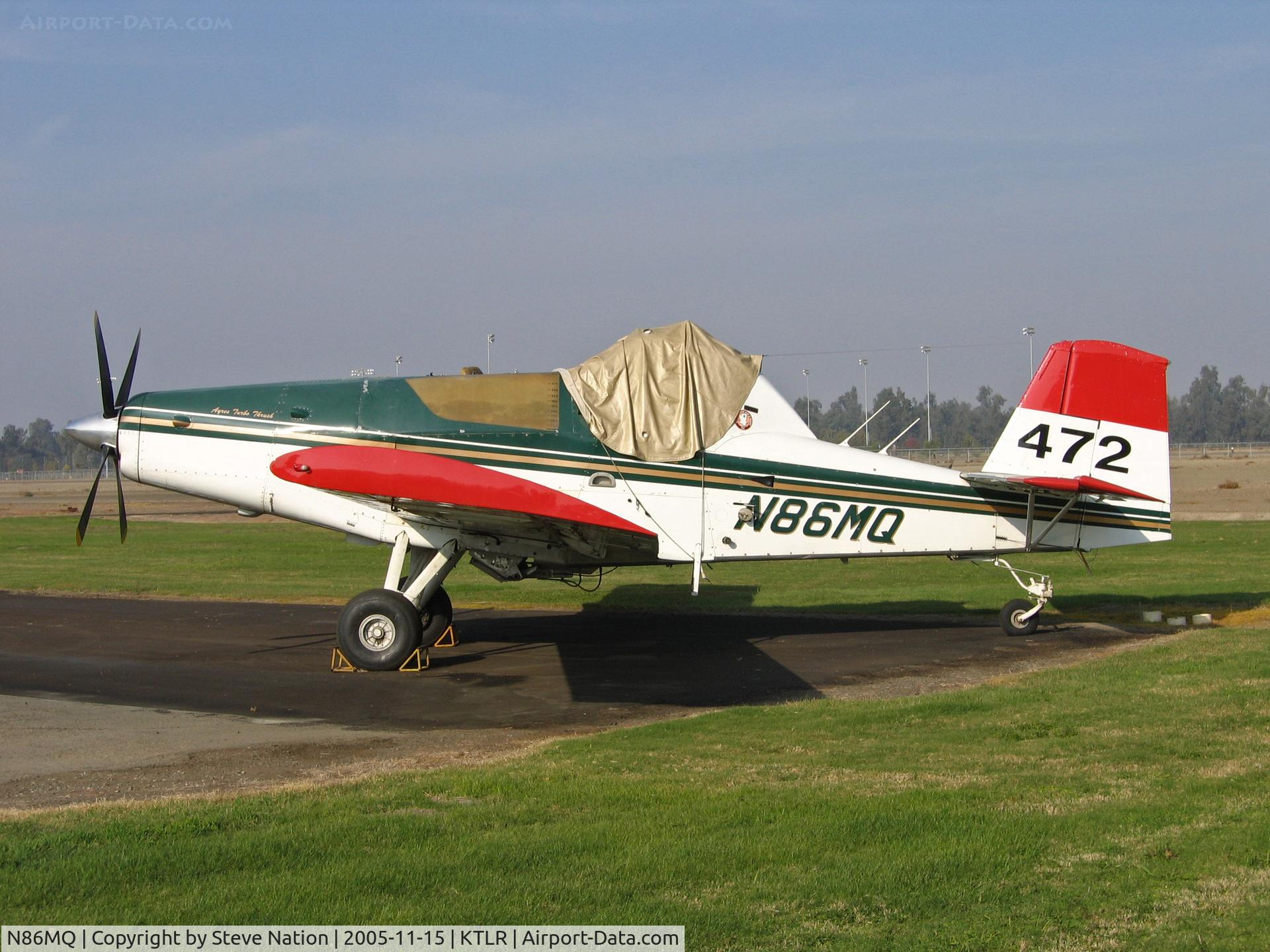 N86MQ, 1993 Ayres S2R-G10 Thrush C/N G10-102, 1973 Ayres S2R-G10 as tanker #472 at Johnson Aircraft Sales, Mefford Field, Tulare, CA in Nov 2005 (sold to operator in Pinehurst, GA Jun 2008)