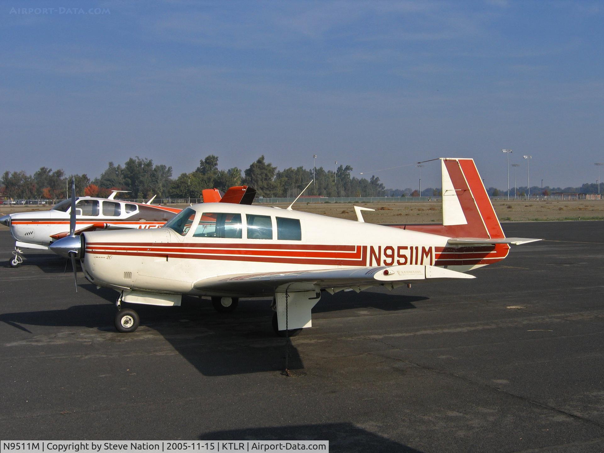 N9511M, 1966 Mooney M20F Executive C/N 670088, 1966 Mooney M20F at KTLR/Mefford Field, Tulare, CA home base in Nov 2005