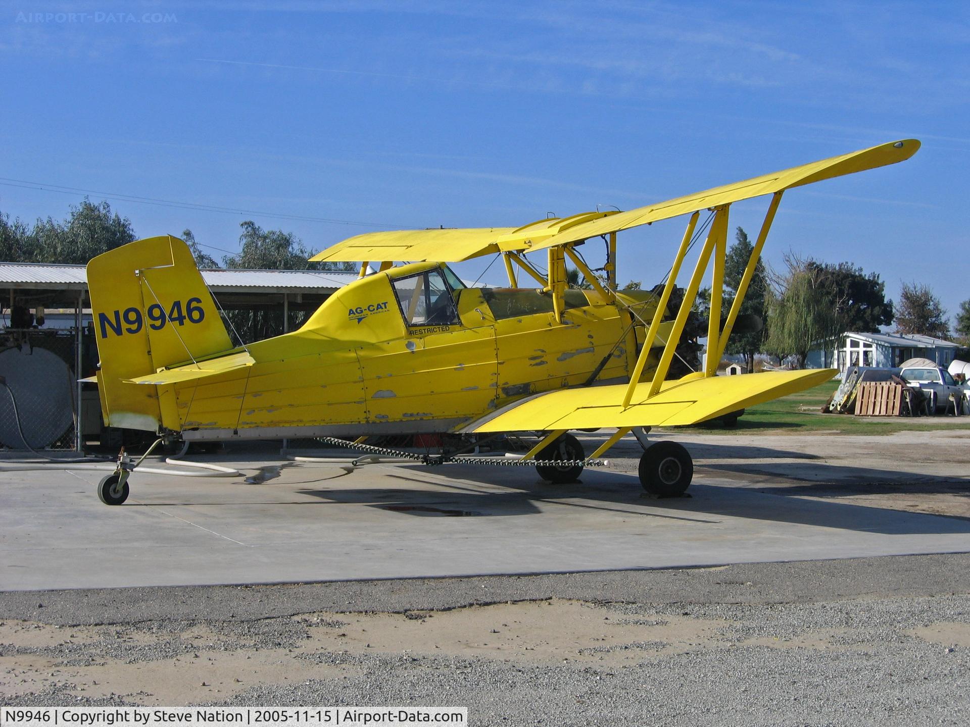 N9946, 1974 Grumman-Schweizer G-164A C/N 1349, Hughes Ag Air 1974 G-164A rigged as sprayer @ their Riverdale, CA airstrip in Nov 2005