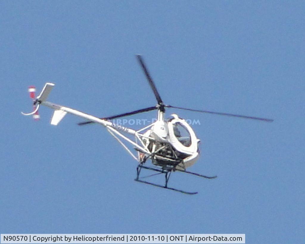 N90570, Hughes 269C C/N 1180736, Pilot requested clearence to cross runways enroute to Rialto (L67) and was requested to cross at 2500 feet.