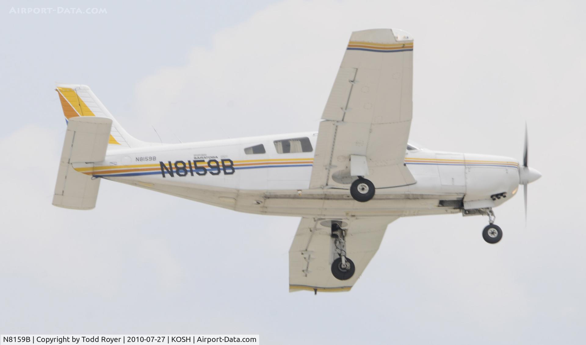 N8159B, 1980 Piper PA-32R-301 C/N 32R-8013061, Aircraft was involved in a midair a couple off minutes before this shot was taken, left main tire is cut, aircraft ran off runway on landing, no injuries, other aircraft landed safely.