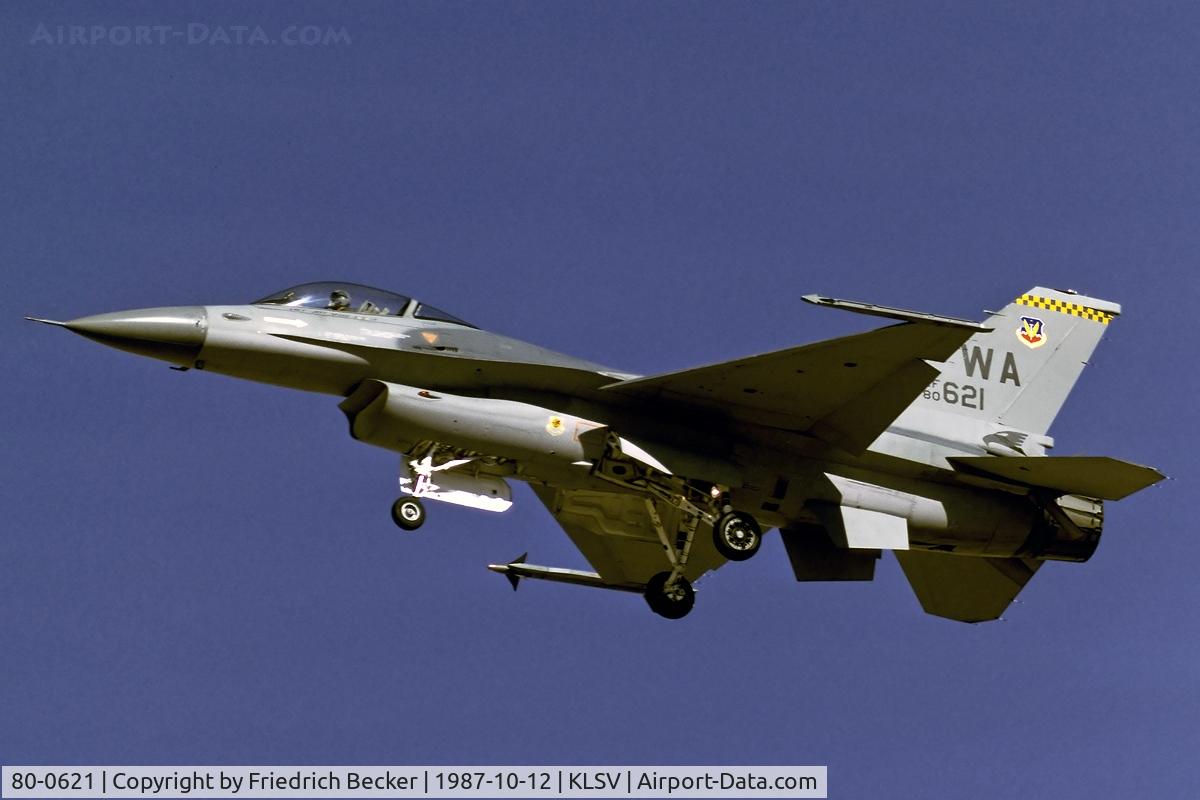 80-0621, 1980 General Dynamics F-16A Fighting Falcon C/N 61-342, on final at Nellis AFB