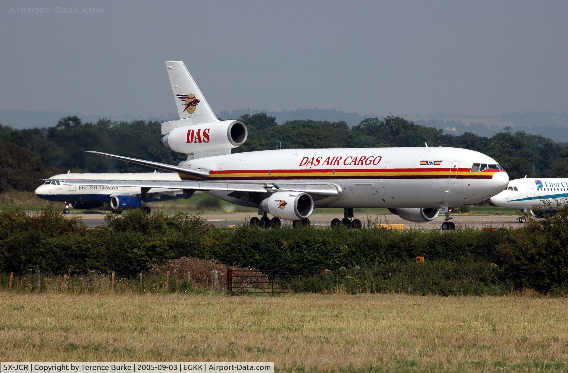 5X-JCR, 1980 McDonnell Douglas DC-10-30F C/N 47831, Gatwick , Turning on for RNY.08, September 2005