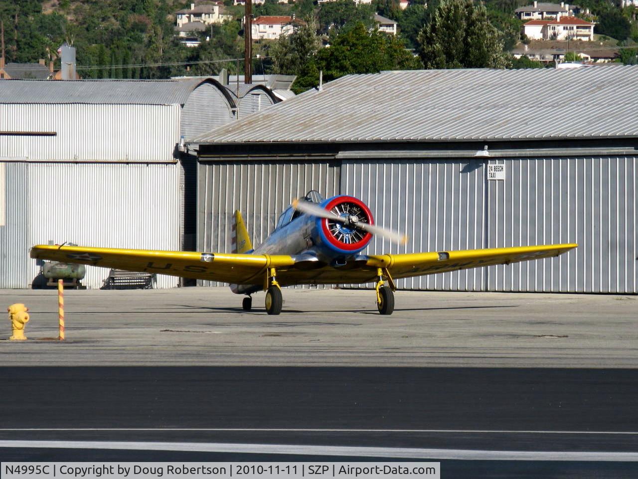 N4995C, 1949 North American T-6G Texan C/N 168-481, 1949 North American T-6G 'Thirsty Girl' (1949 factory remanufacture), P&W R-1340 Wasp 600 Hp, Experimental class, engine warmup