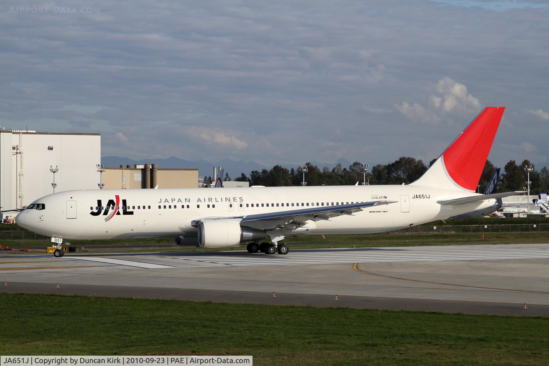JA651J, 2010 Boeing 767-346/ER C/N 40363, Landing after a test flight