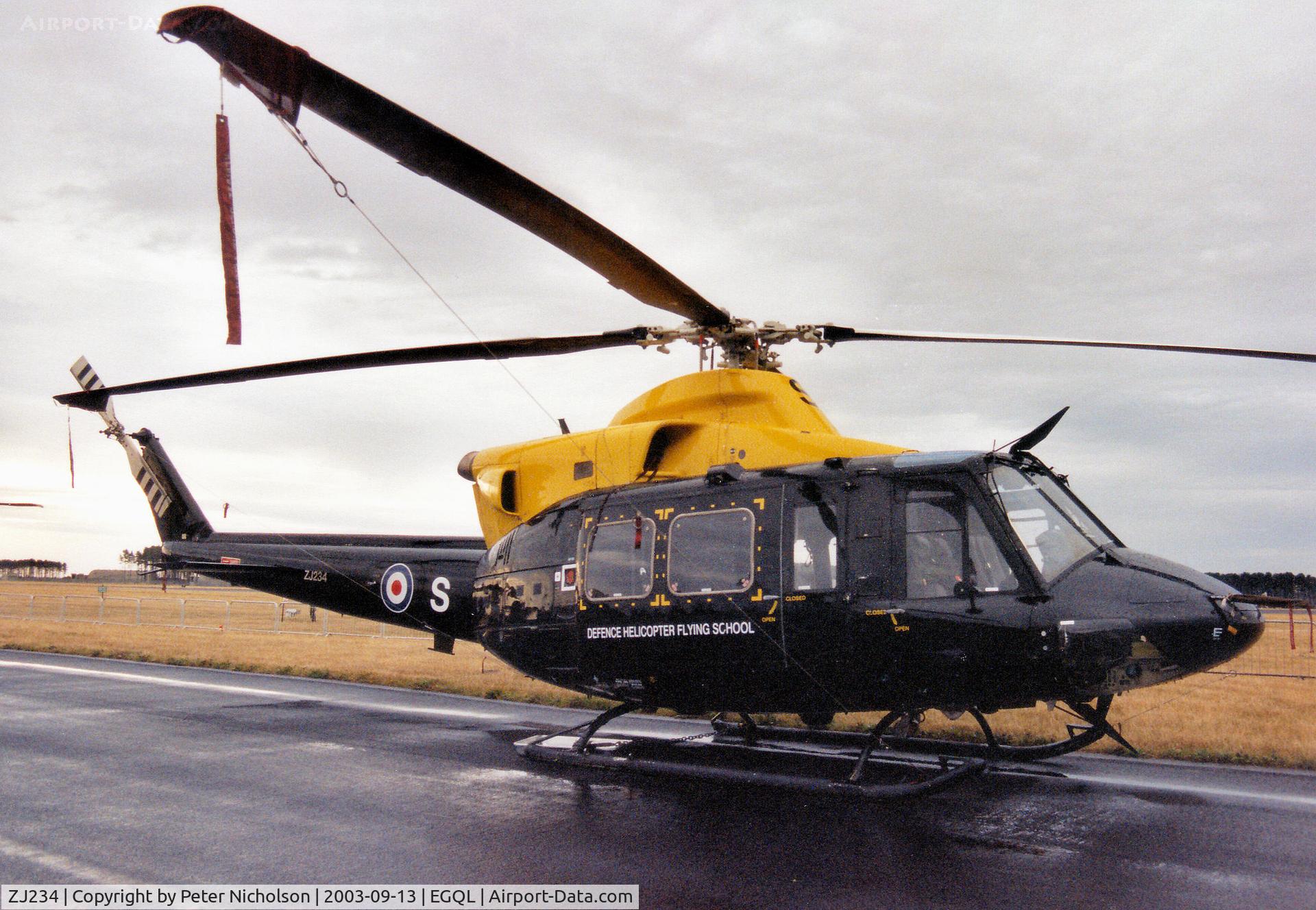 ZJ234, 1996 Bell 412EP Griffin HT1 C/N 36144, Griffin HT.1, callsign Shawbury 97, of 60[Reserve] Squadron Defence Helicopter Training School on display at the 2003 RAF Leuchars Airshow.