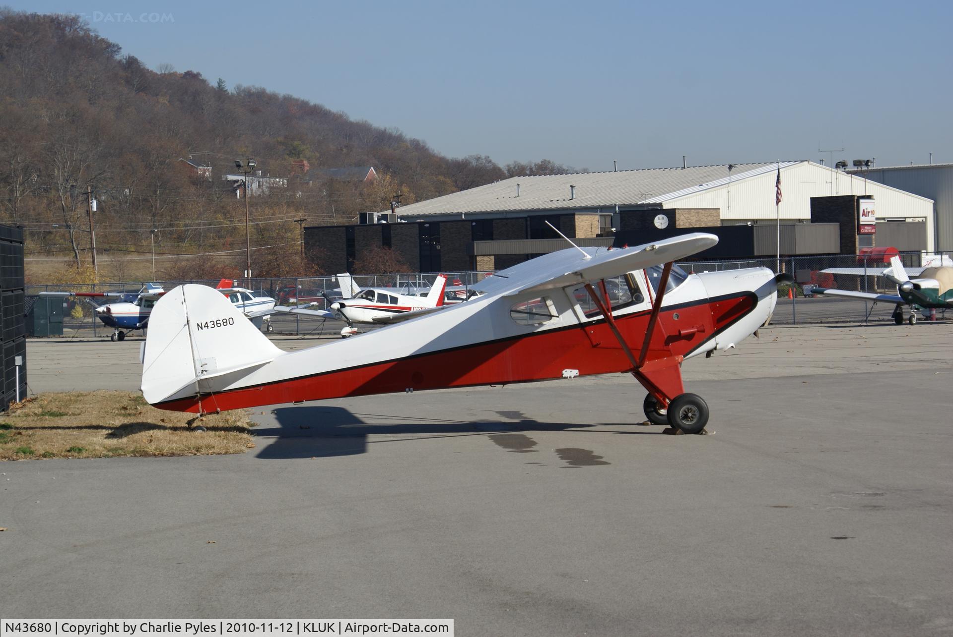 N43680, 1946 Taylorcraft BC12-D C/N 7339, At Lunken Airport KLUK from Waynesville, OH