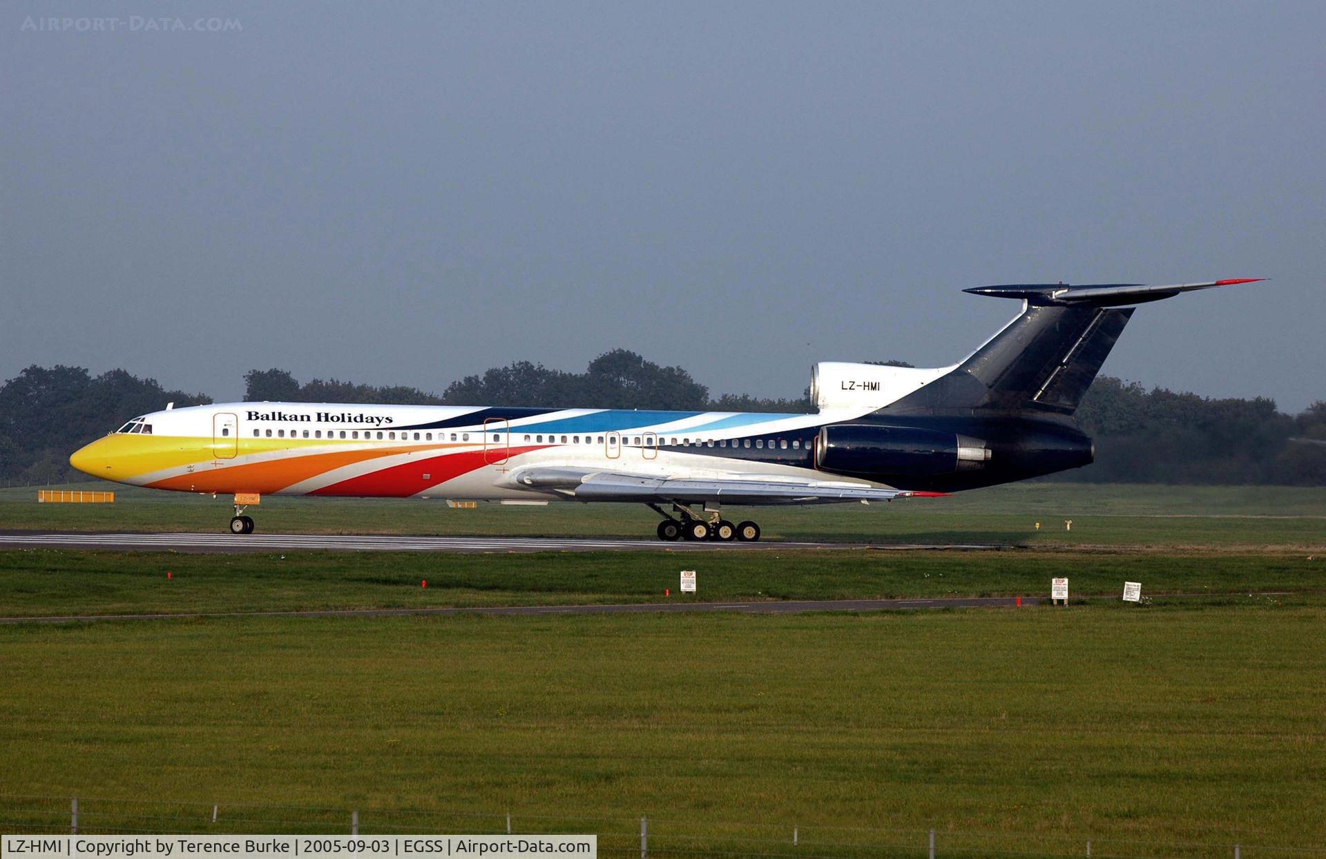 LZ-HMI, 1985 Tupolev Tu-154M C/N 84A706, Stansted, Lining up for RNY 05 September 2005