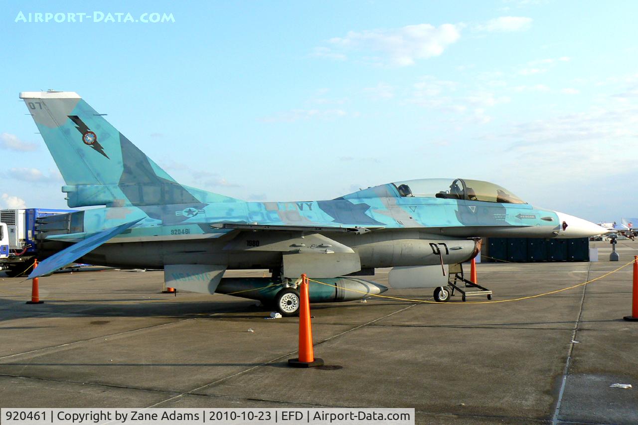 920461, 1992 Lockheed F-16B Fighting Falcon C/N DH-15, US Navy Top Gun F-16B at the 2010 Wings Over Houston Airshow.