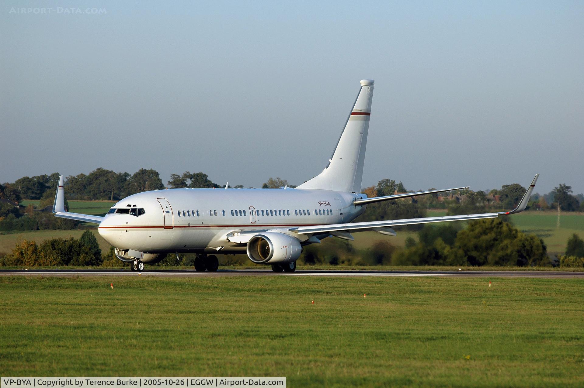 VP-BYA, 2000 Boeing 737-700 BBJ C/N 29972, Luton October 2005, Ready to roll.
