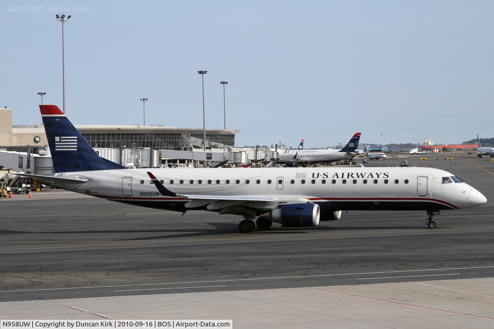 N958UW, 2008 Embraer ERJ-190-100 IGW 190AR C/N 19000164, Busy times at BOS!