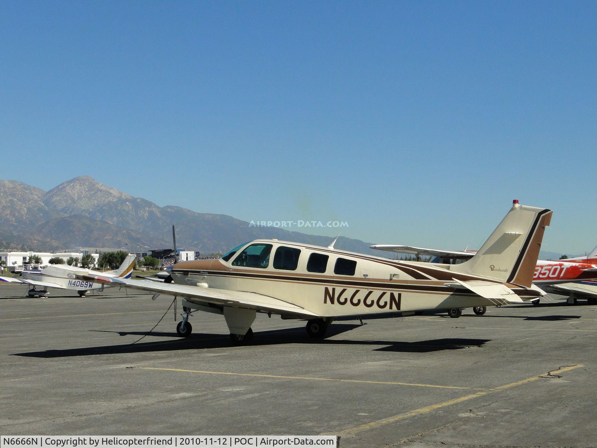N6666N, 1984 Beech B36TC Bonanza C/N EA-442, Parked in the eastern parking area