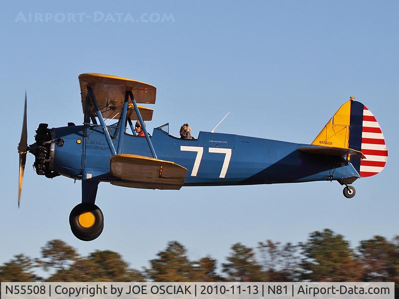 N55508, 1942 Boeing A75N1(PT17) C/N 75-4317, Flying at Hammonton