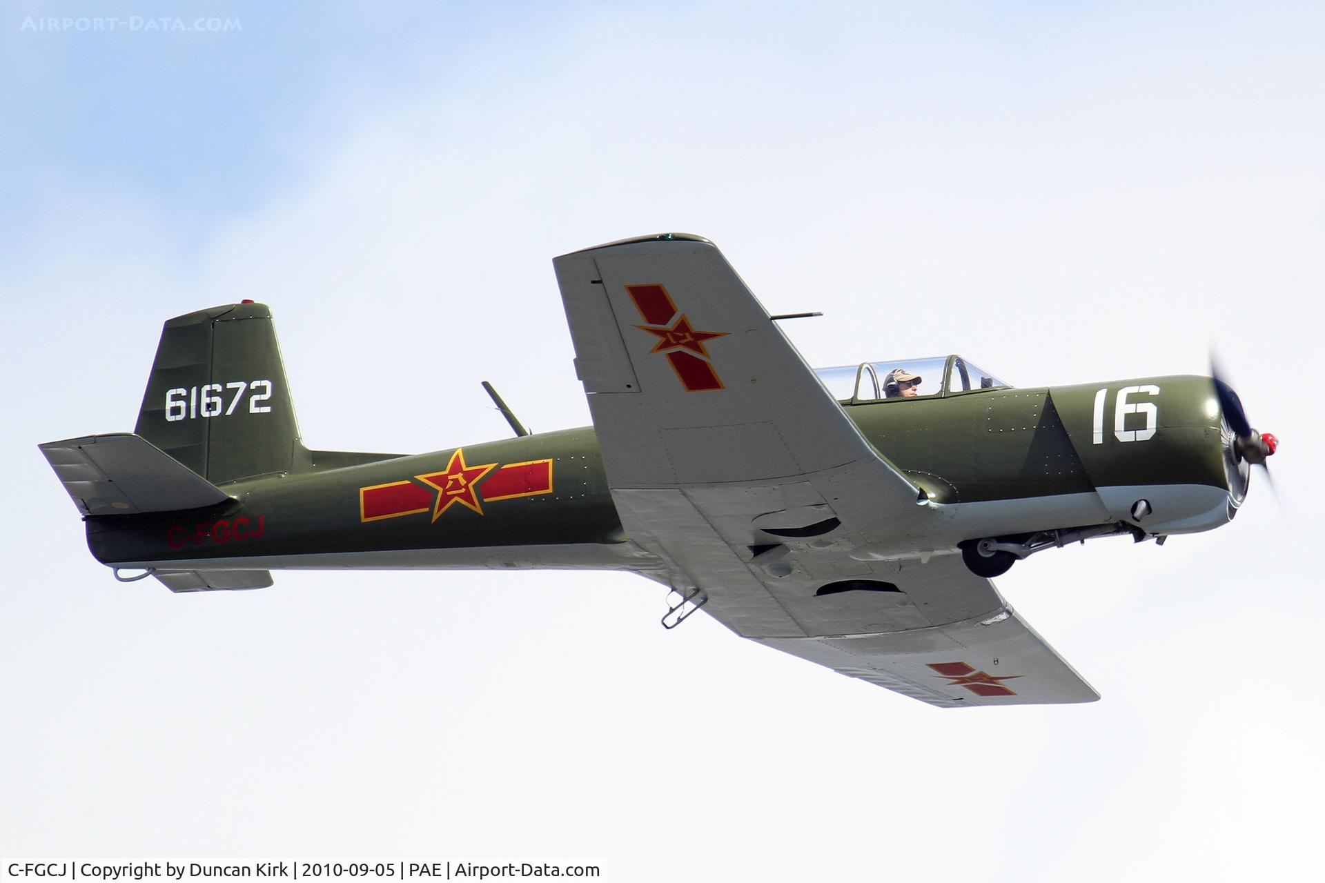 C-FGCJ, 1989 Nanchang CJ-6A C/N 4632022, One of two Canadian Nanchangs participating in the Historical Aircraft Fly-in at Everett