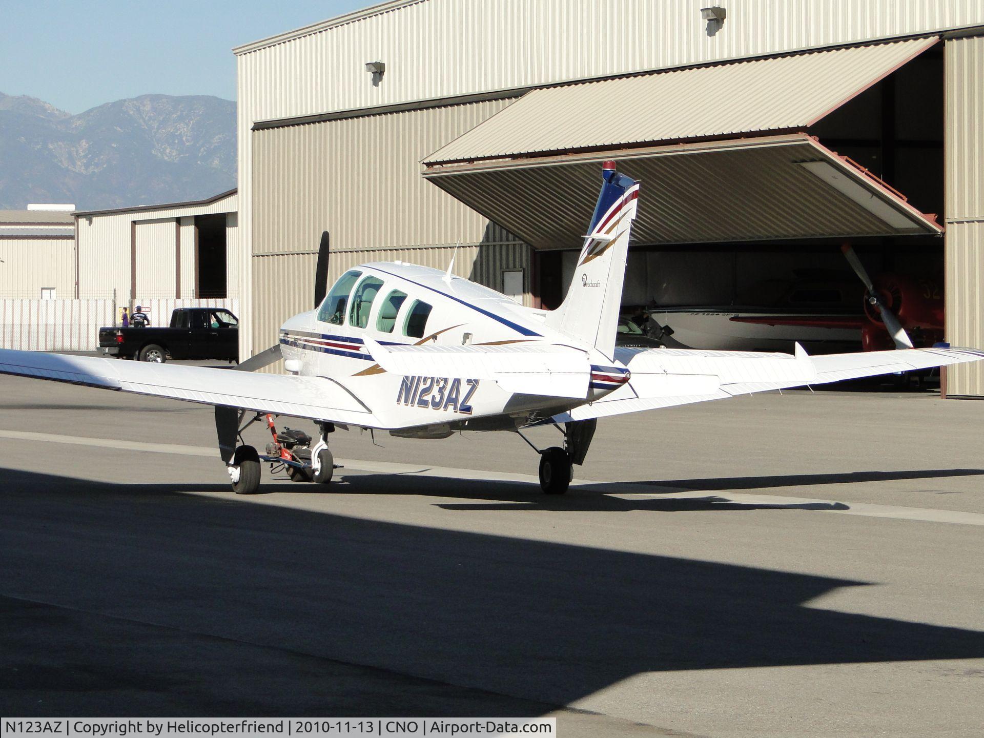 N123AZ, 1989 Beech B36TC Bonanza C/N EA-498, Parked outside during hanger cleaning