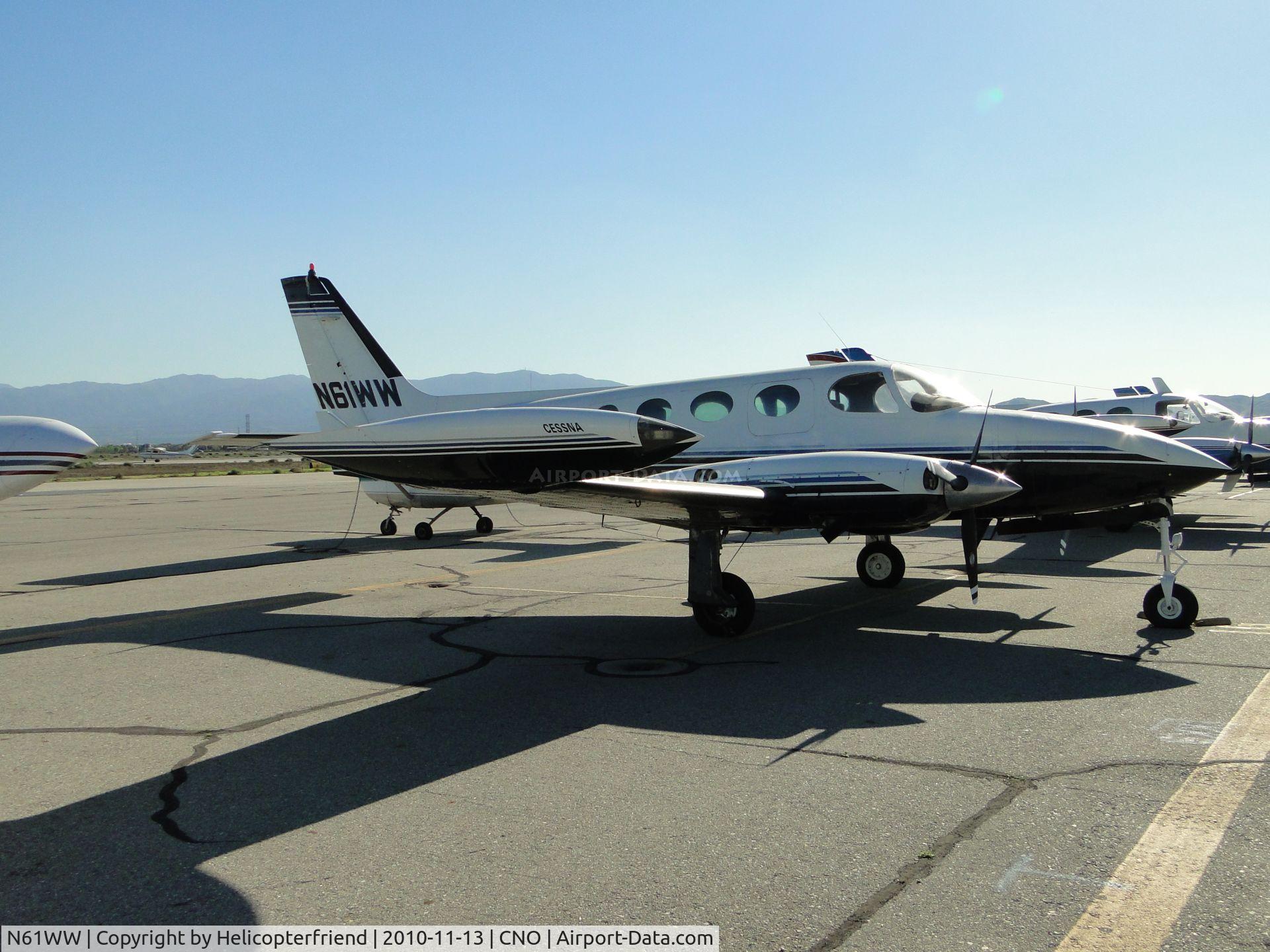 N61WW, 1973 Cessna 340 C/N 340-0203, Tied down & parked east of the tower