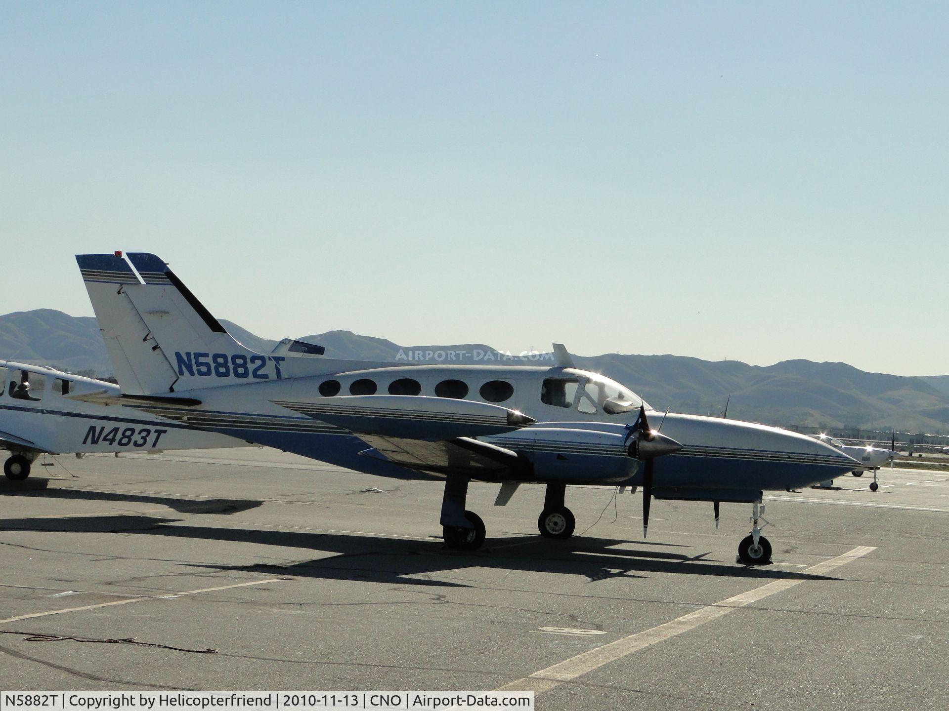 N5882T, 1973 Cessna 421B Golden Eagle C/N 421B0424, Parked east of the tower