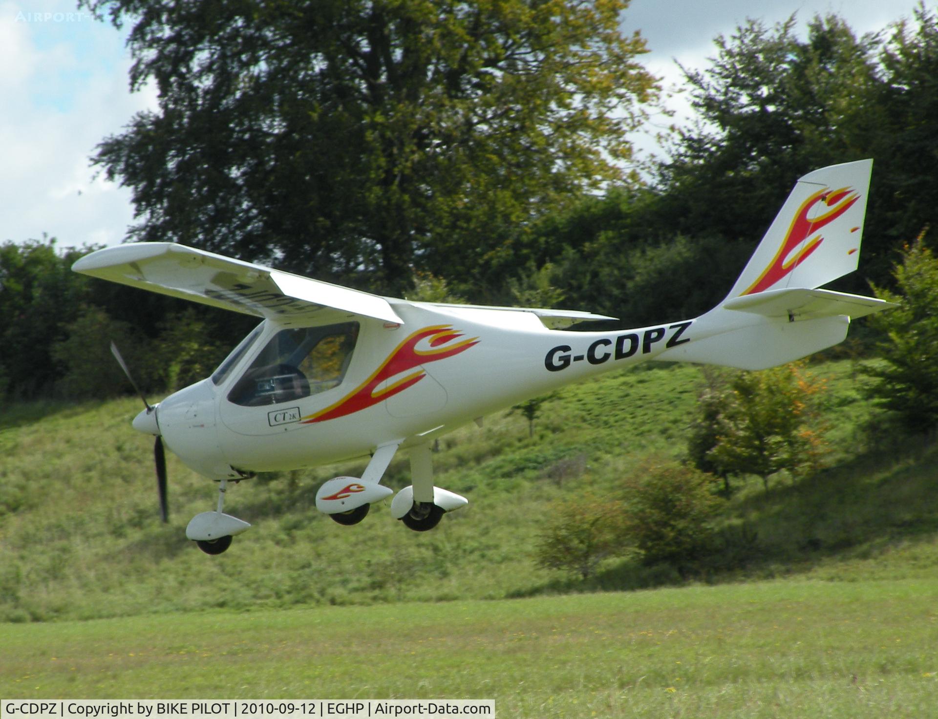 G-CDPZ, 2005 Flight Design CT2K C/N 8124, Papa Zulu about to touch down on rwy 03