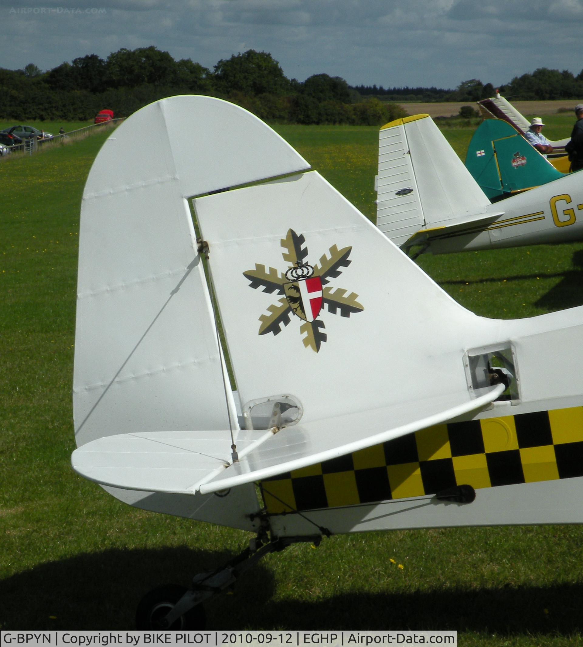 G-BPYN, 1943 Piper L-4H Grasshopper (J3C-65D) C/N 11422, Yankee November's smart tail feathers