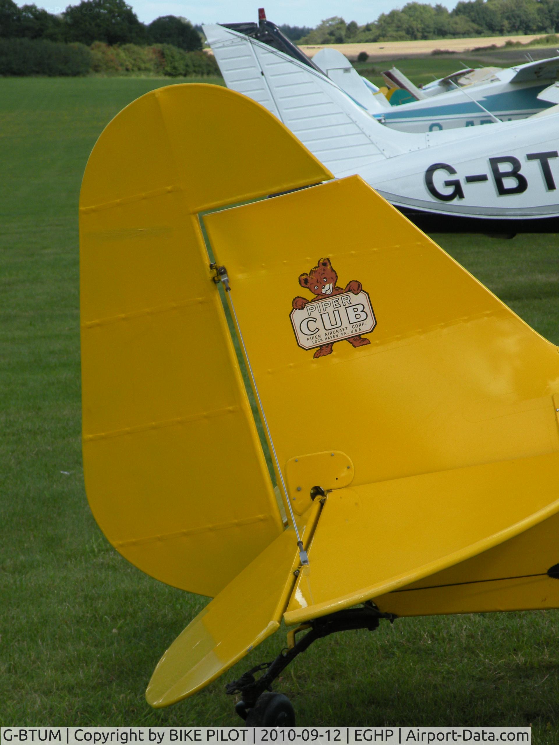 G-BTUM, 1946 Piper J3C-65 Cub Cub C/N 19516, Cub tail feathers