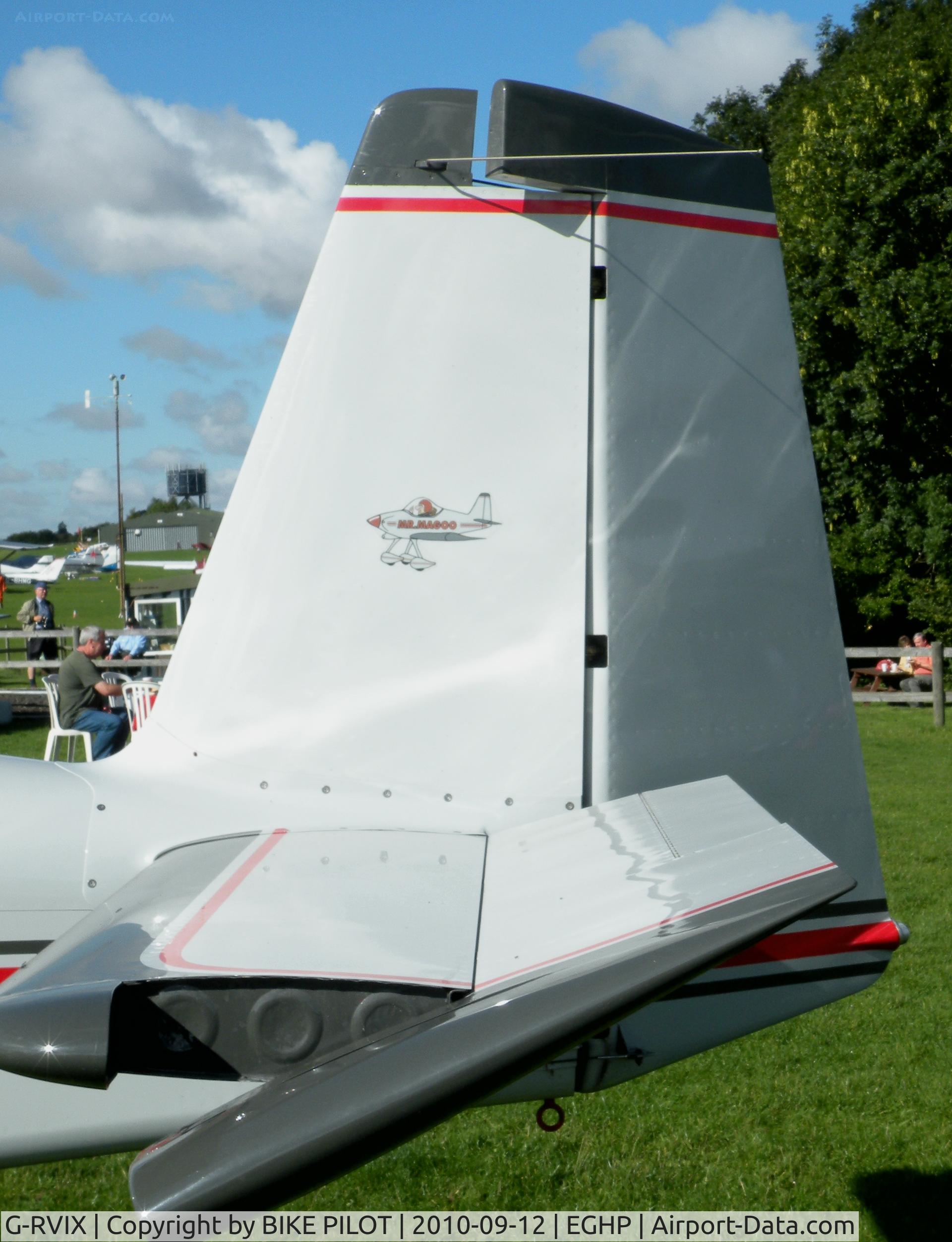 G-RVIX, 2004 Vans RV-9A C/N PFA 320-13779, Interesting tail logo on India X-ray