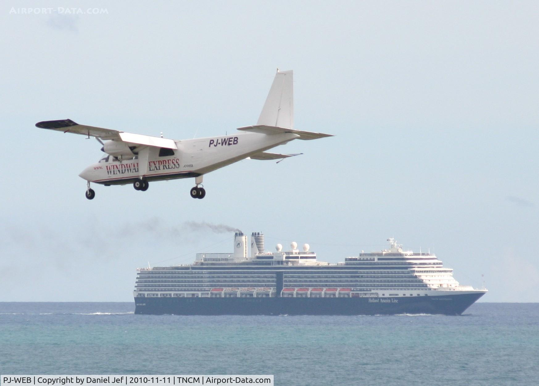 PJ-WEB, 1989 Pilatus Britten-Norman BN-2B-20 Islander C/N 2208, PJ-WEB landing at TNCM
