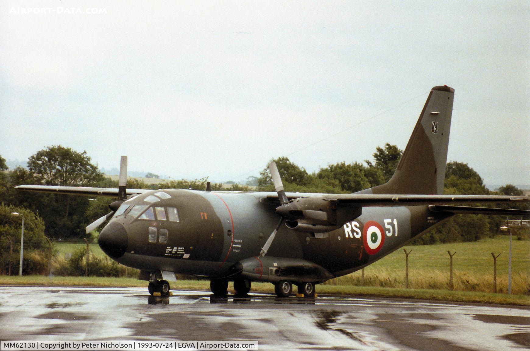 MM62130, Aeritalia G-222TCM C/N 4037, G222TCM, callsign India 2130, of the Italian Flight Test Centre - RSV - at Pratica di Mare on display at the 1993 Intnl Air Tattoo at RAF Fairford.