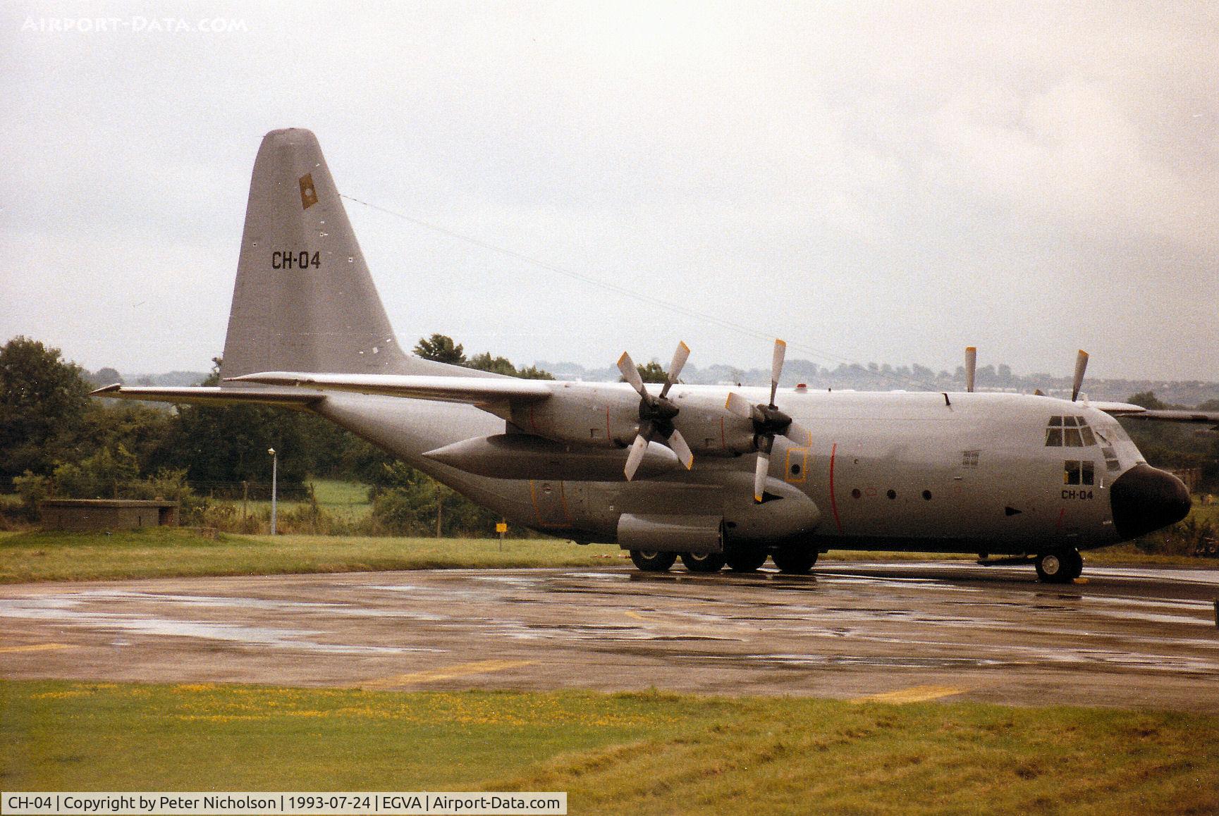 CH-04, 1972 Lockheed C-130H Hercules C/N 382-4467, C-130H Hercules, callsign Belgian Air Force 605, of 20 Squadron Belgian Air Force on display at the 1993 Intnl Air Tattoo at RAF Fairford.