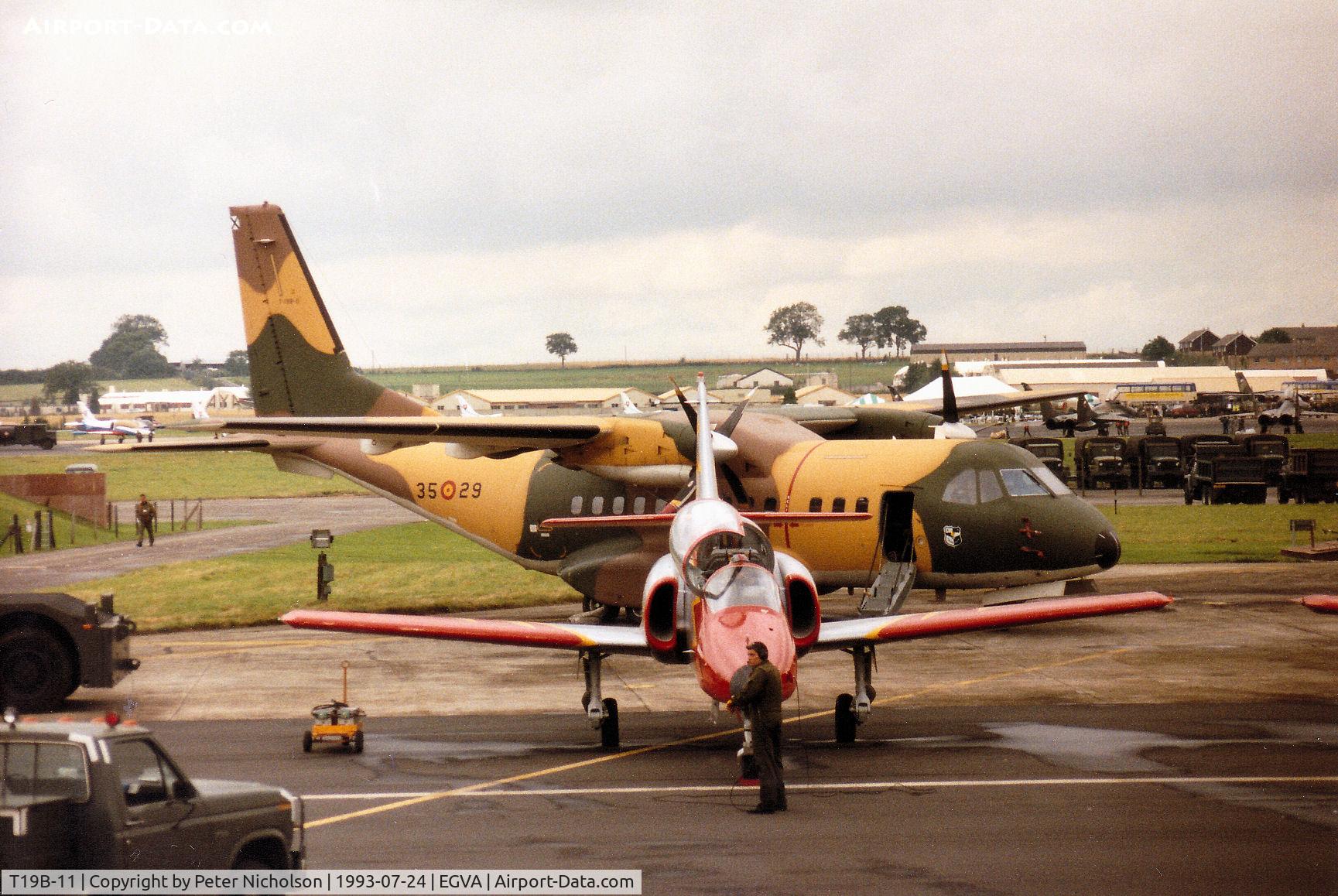 T19B-11, 1991 Airtech CN-235-100M C/N C047, CASA CN-235 support aircraft, of Ala 35, for the Spanish Air Force's Team Aguila display team at the 1993 Intnl Air Tattoo at RAF Fairford.