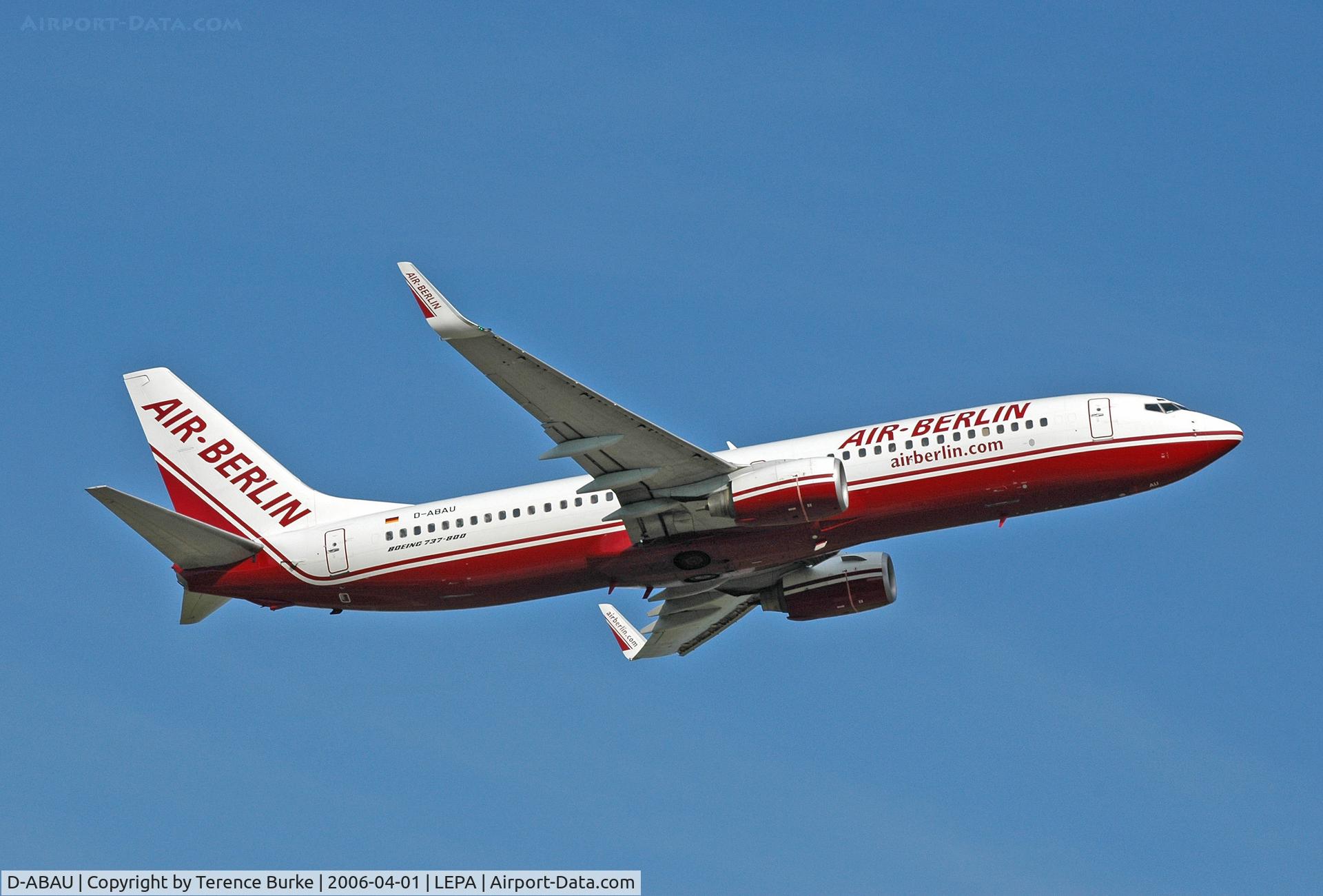 D-ABAU, 1999 Boeing 737-86J C/N 29121, Climb out , Palma airport. April 2006