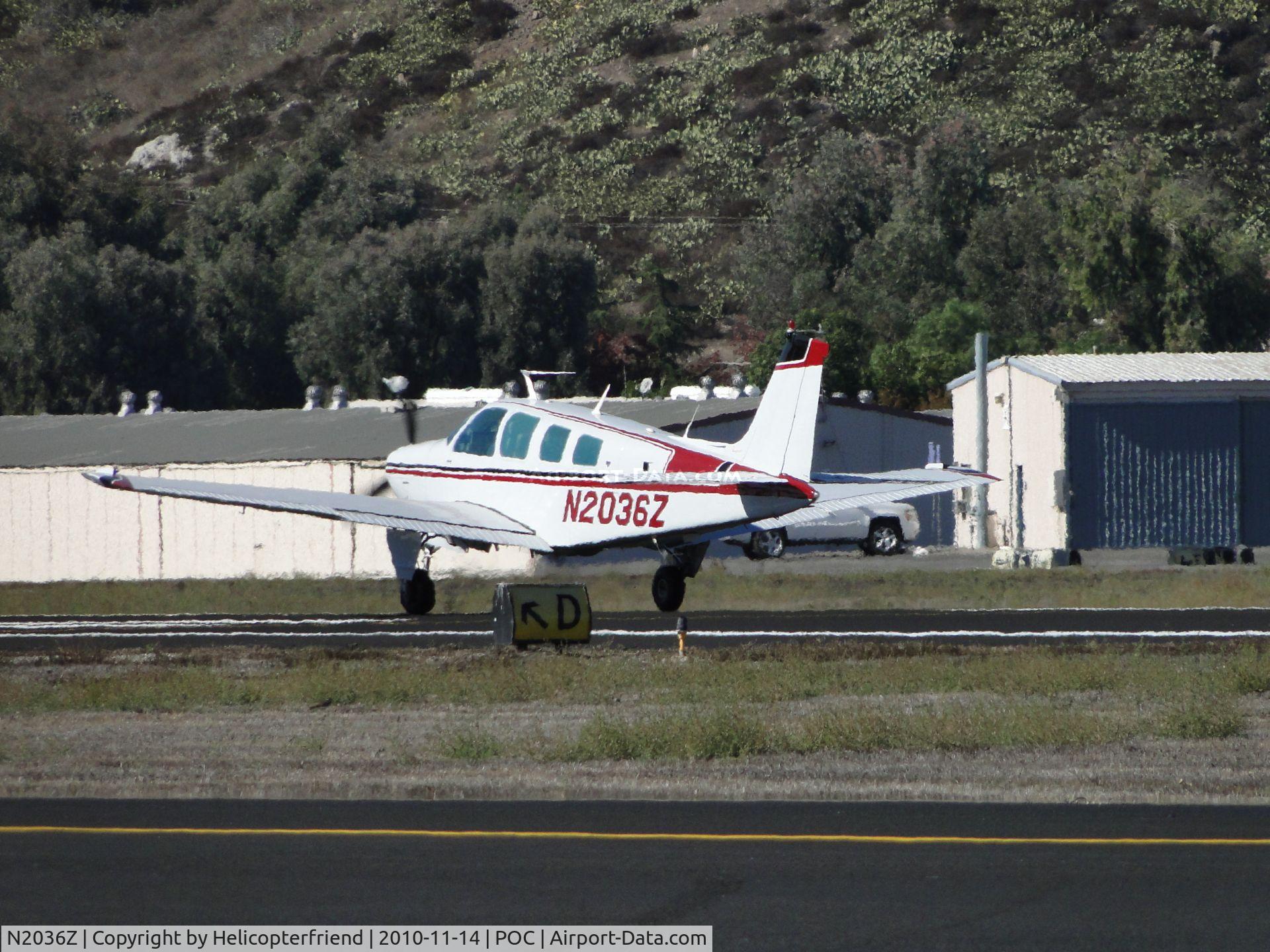 N2036Z, 1978 Beech A36 Bonanza 36 C/N E-1371, Rolling out after landing