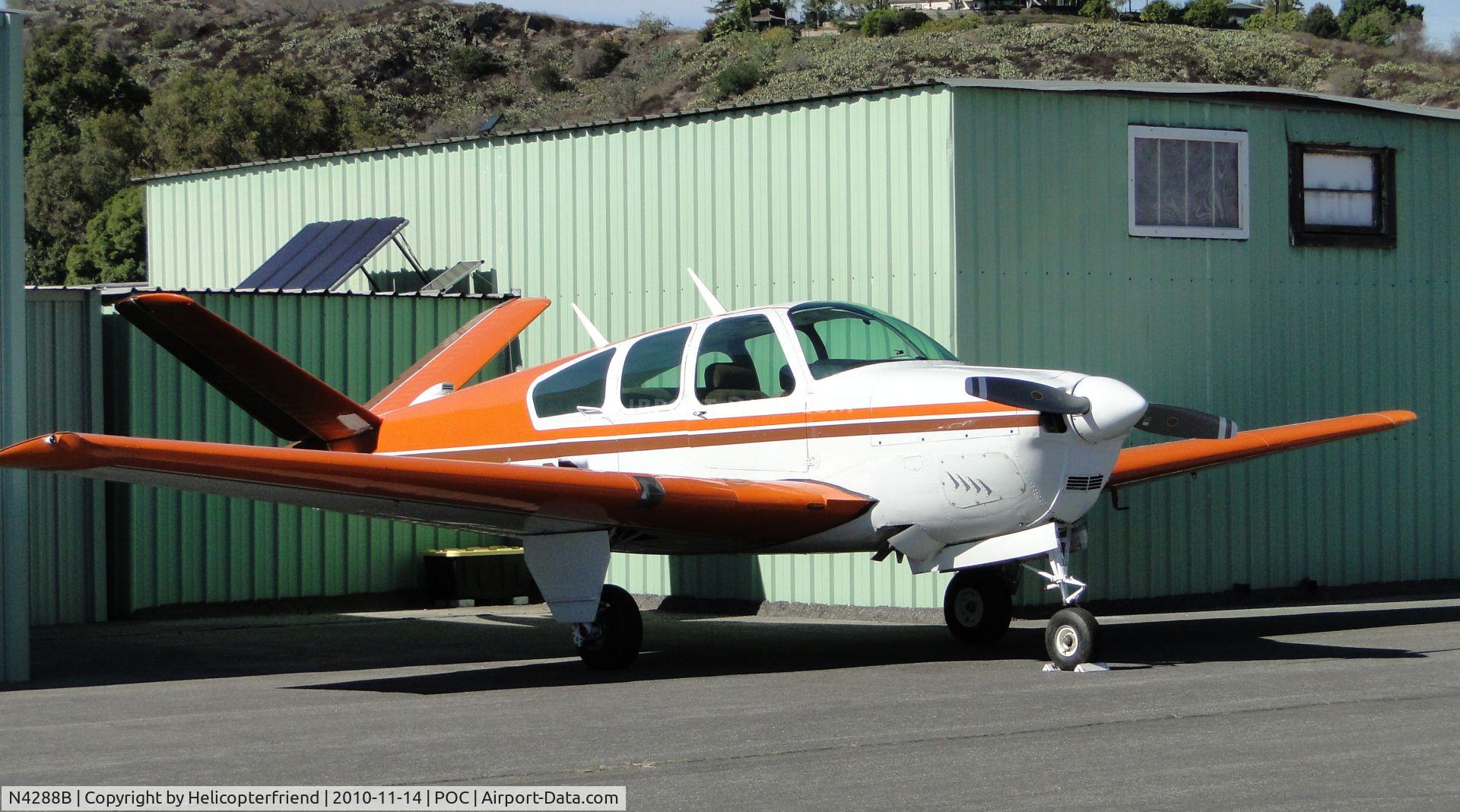 N4288B, 1955 Beech F35 Bonanza C/N D-4219, Parked between the hangers during house (hanger) cleaning