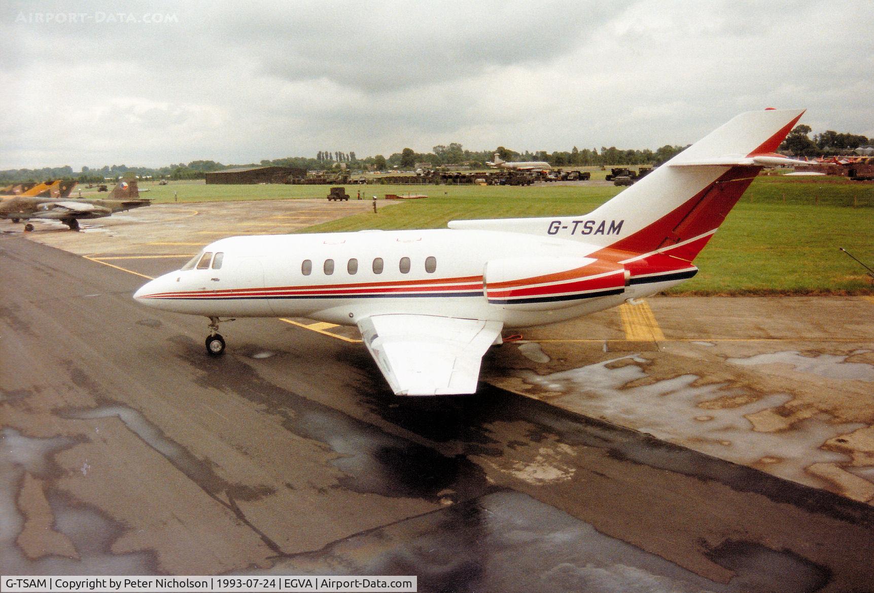 G-TSAM, 1985 British Aerospace BAe.125-800B C/N 258028, Series 800 BAe 125 operated by the Warton Division of British Aerospace on the flight-line at the 1993 Intnl Air Tattoo at RAF Fairford.