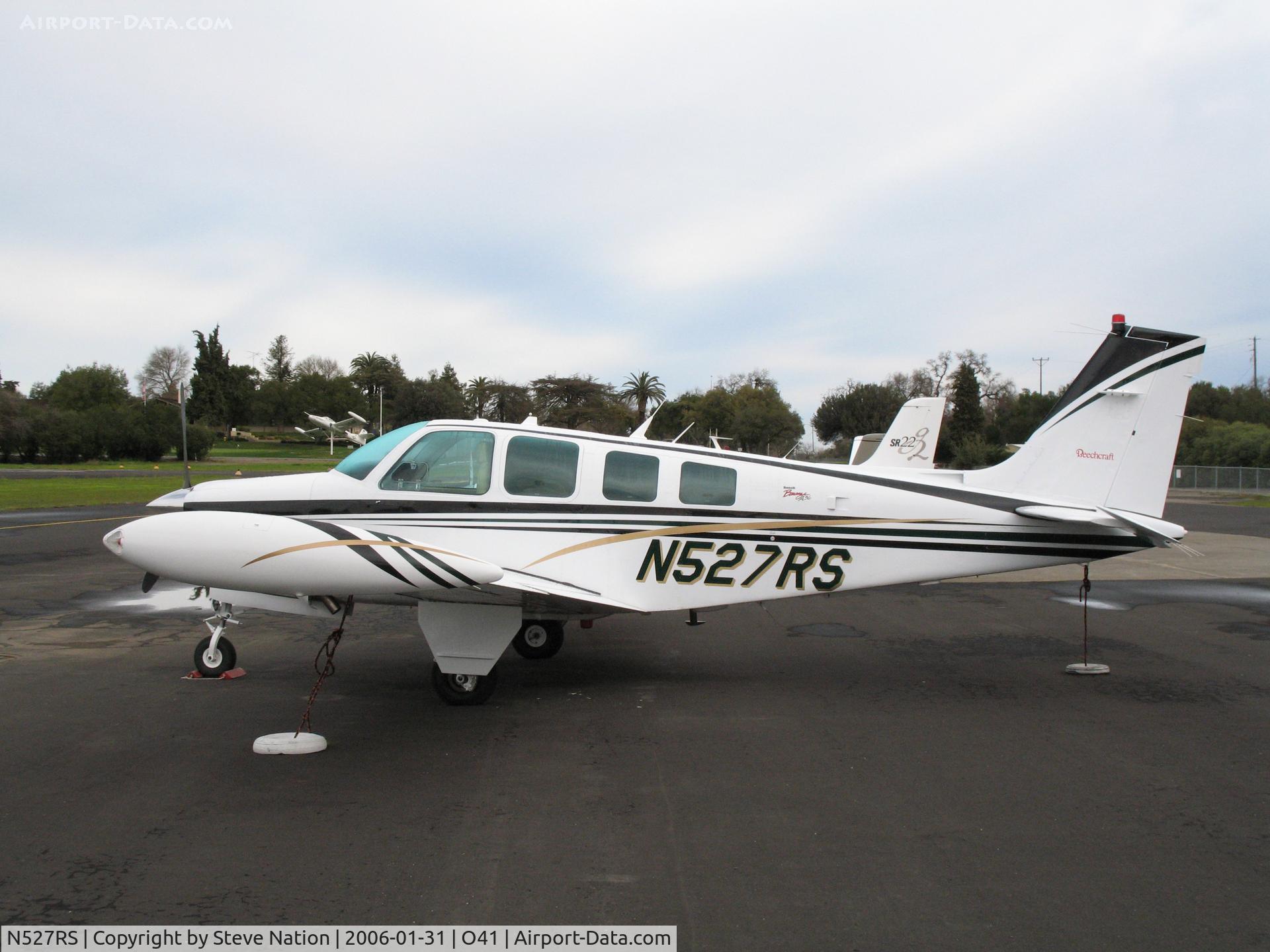 N527RS, 1999 Raytheon Aircraft Company A36 Bonanza C/N E3222, 1999 Raytheon A36 Bonanza at Woodland Aviation for maintenance - WATTS-Woodland Airport, CA