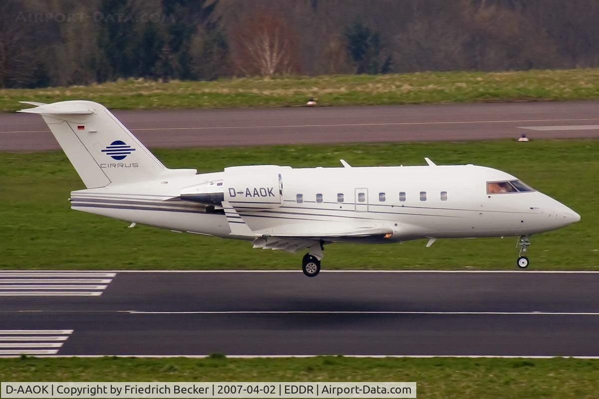 D-AAOK, 2004 Bombardier Challenger 604 (CL-600-2B16) C/N 5585, moments prior touchdown